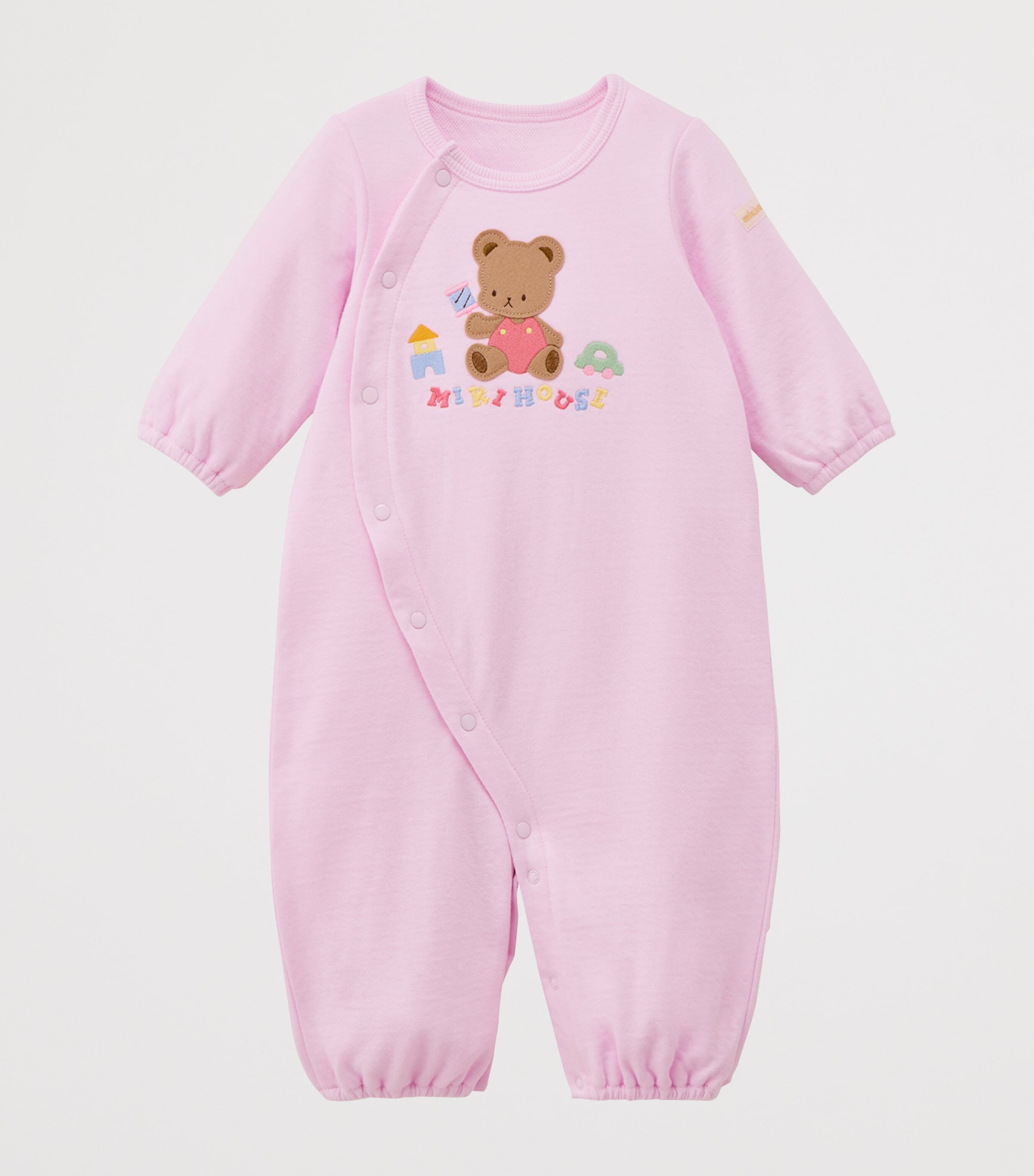 Miki House Logo Bear Embroidered Playsuit (1 Month) Image 4
