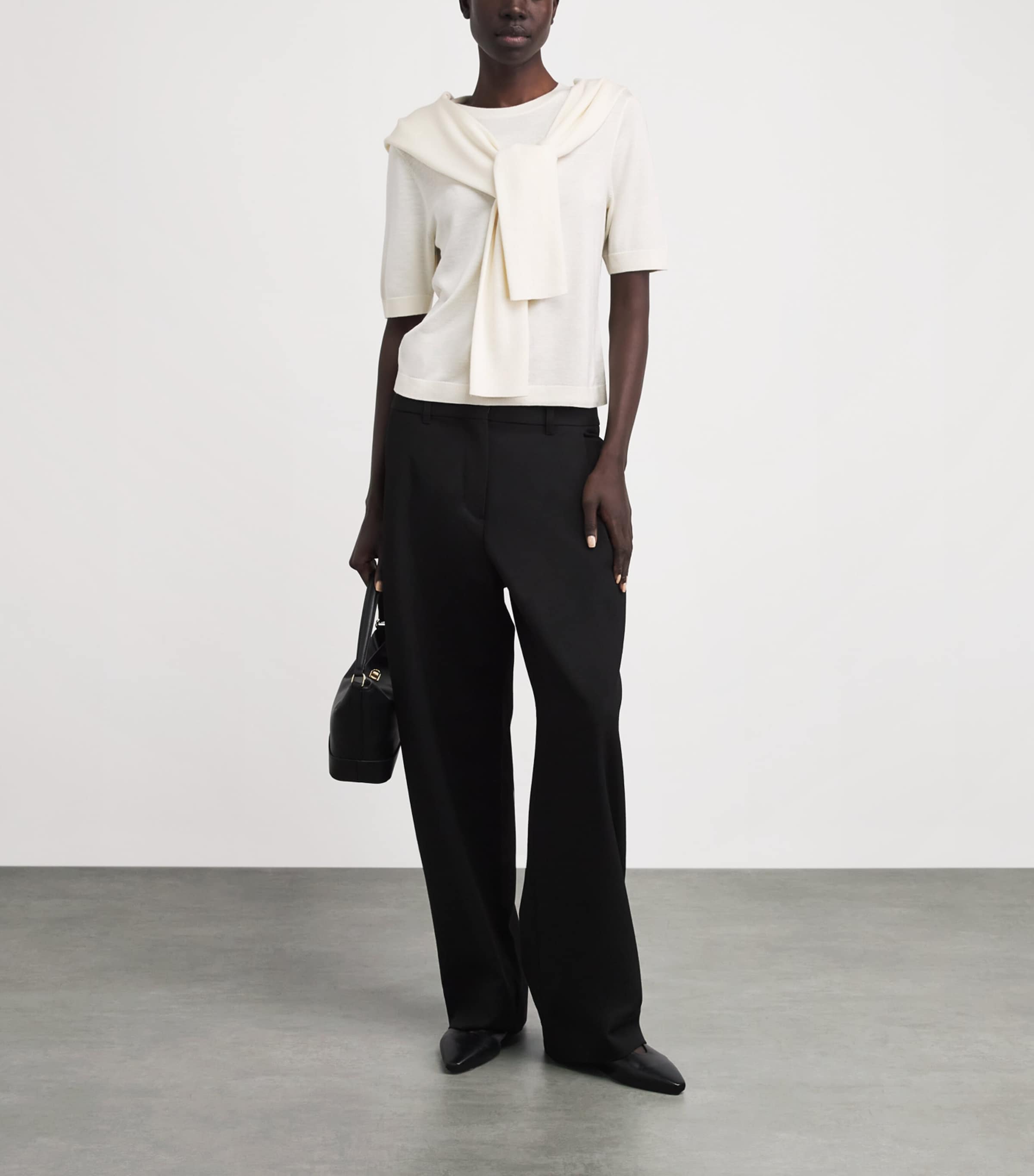 Almada Label Womens Wool-Silk-Cashmere Paloma T-Shirt Cream Image 2