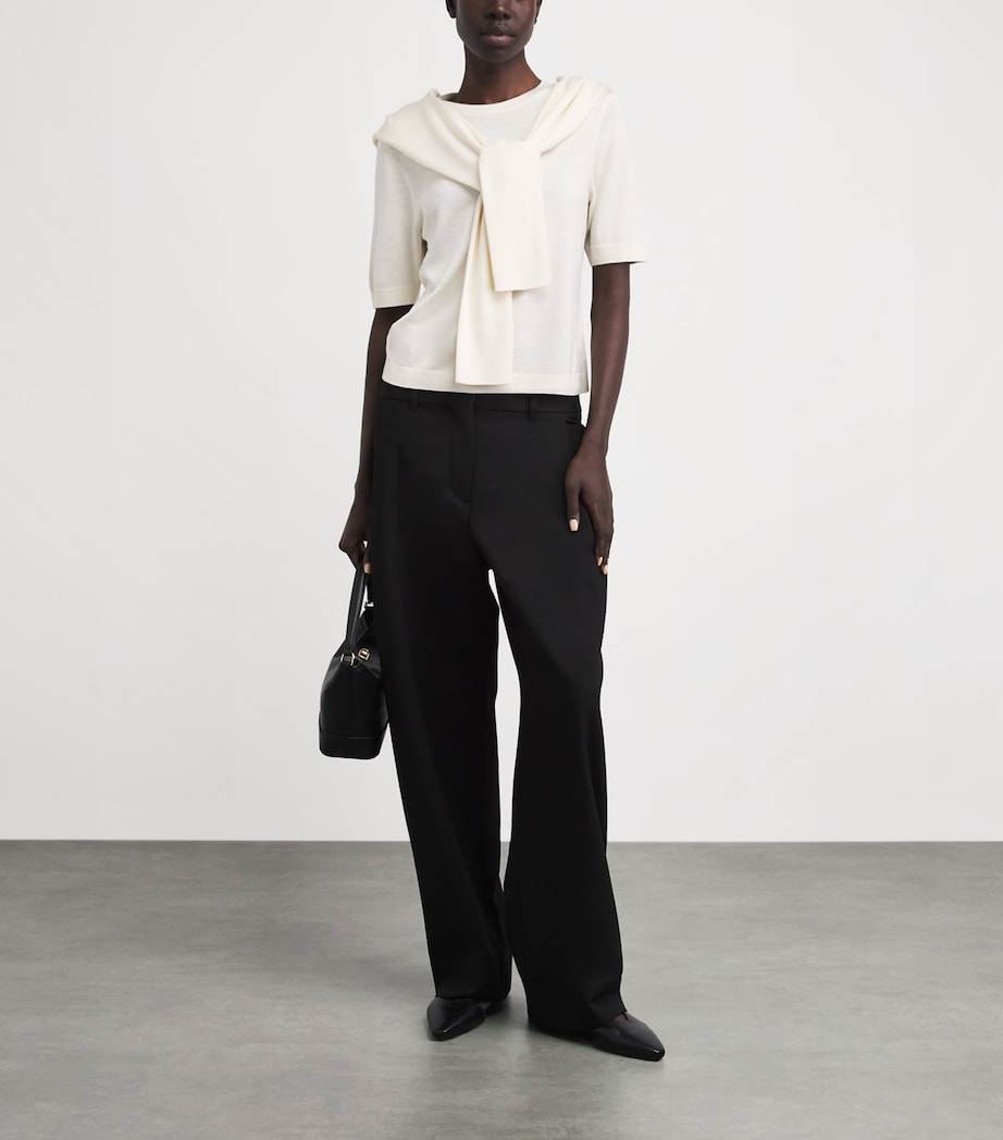 Almada Label Womens Wool-Silk-Cashmere Paloma T-Shirt Cream Image 2
