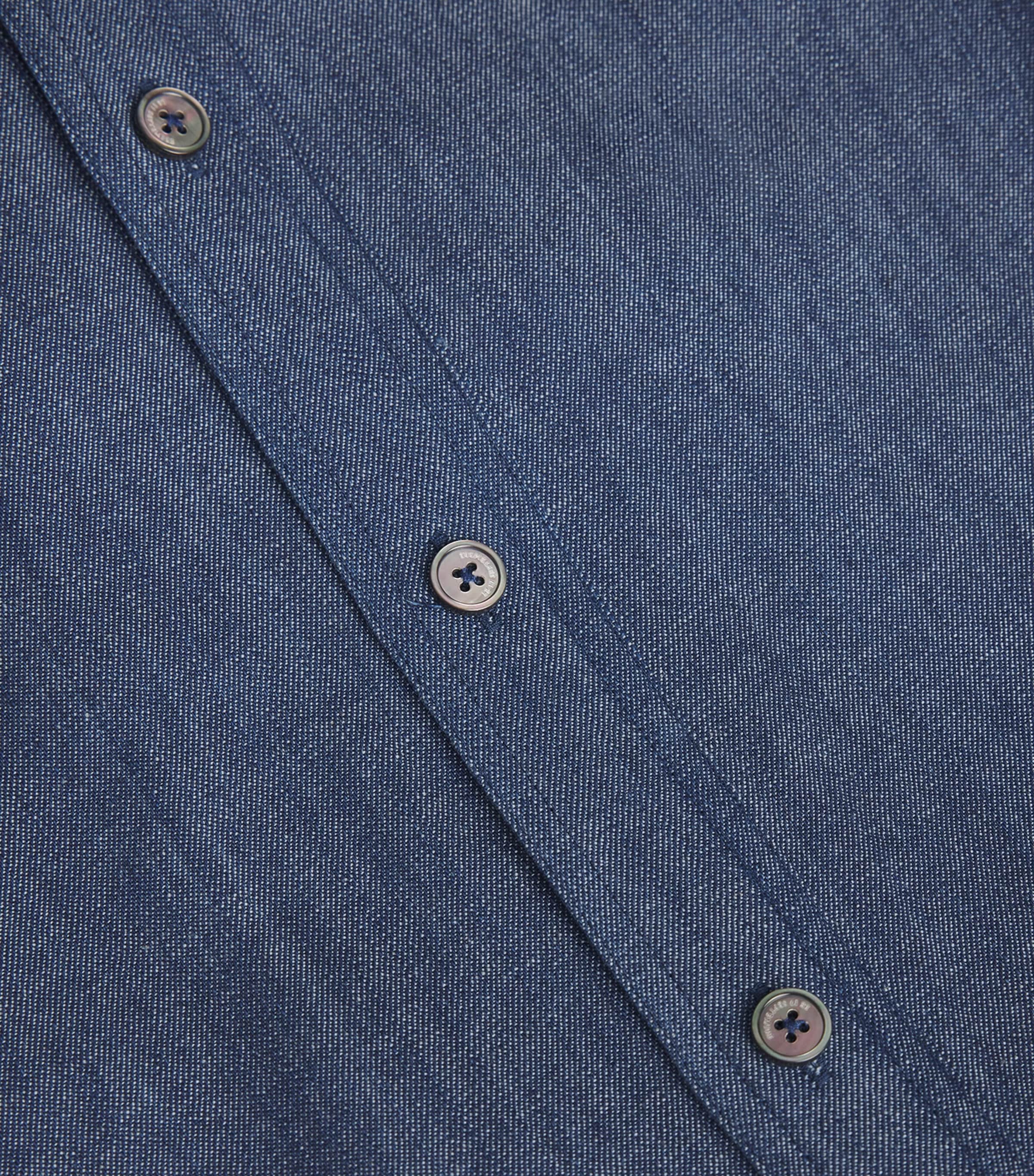 Cotton-Linen Denim Western Shirt BLUE Image 5