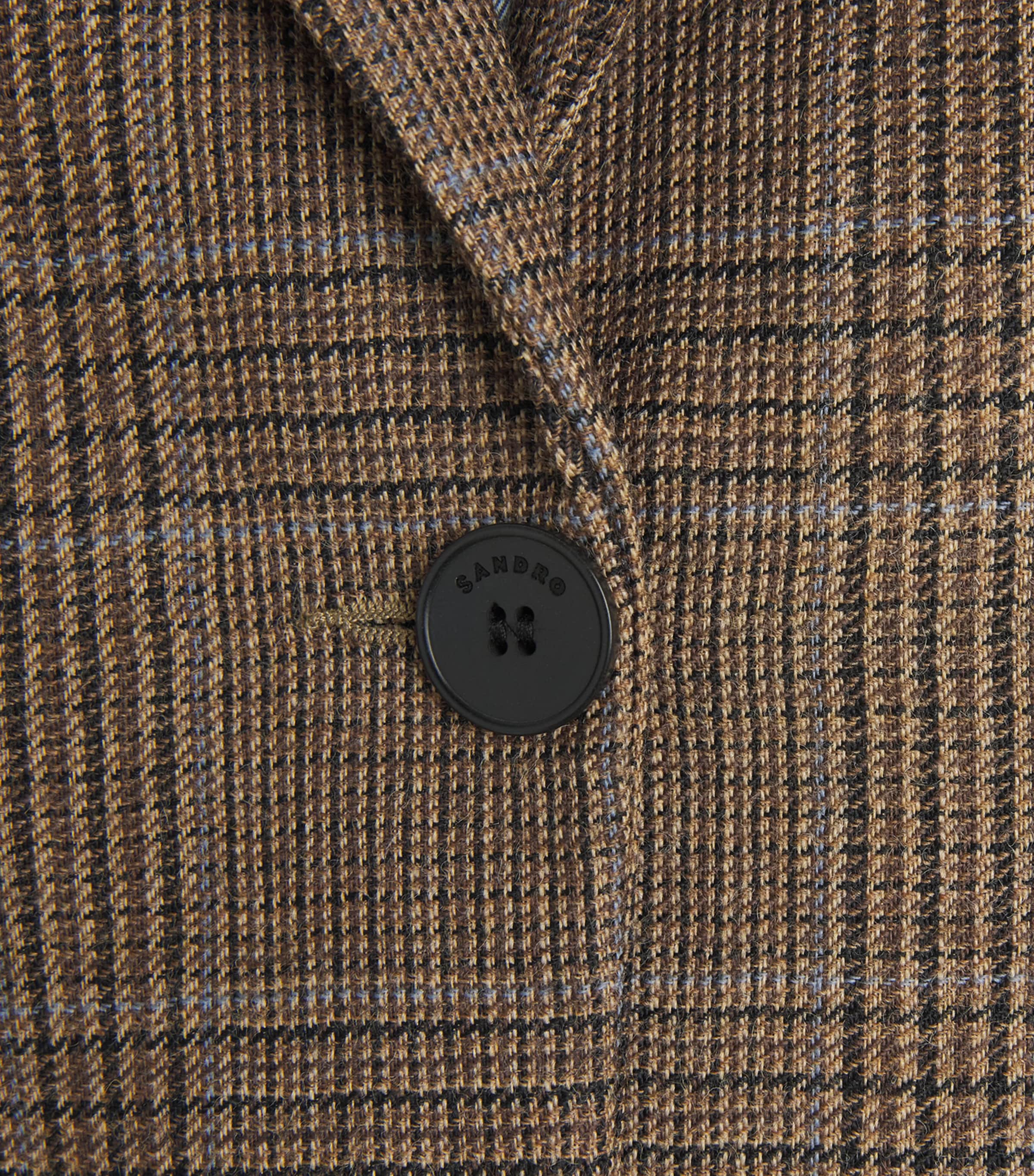 Sandro Paris Womens Wool Check Blazer Caramel Image 6