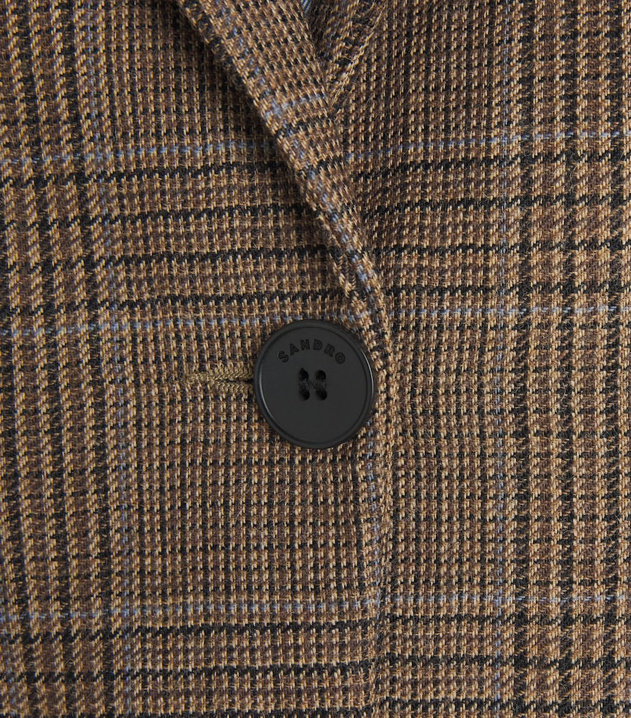 Sandro Paris Womens Wool Check Blazer Caramel Image 6