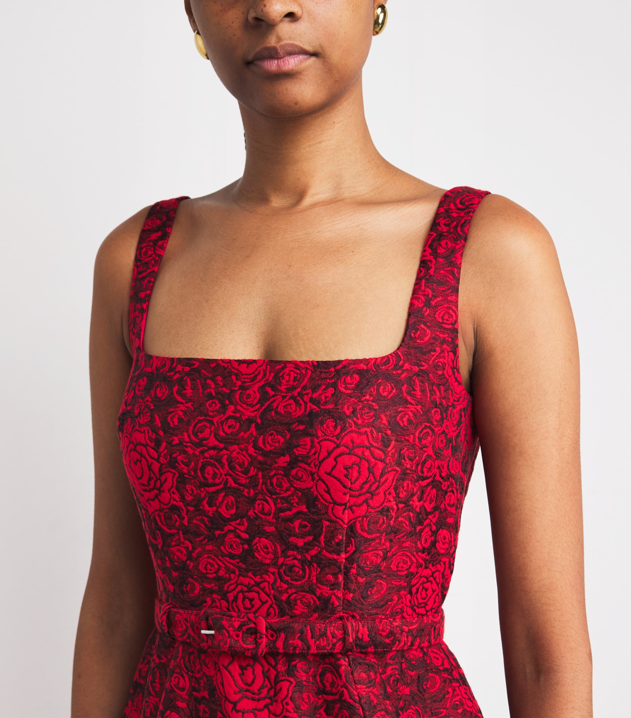 Rose Brocade Bora Maxi Dress 892-SCARLET ROSE Image 6