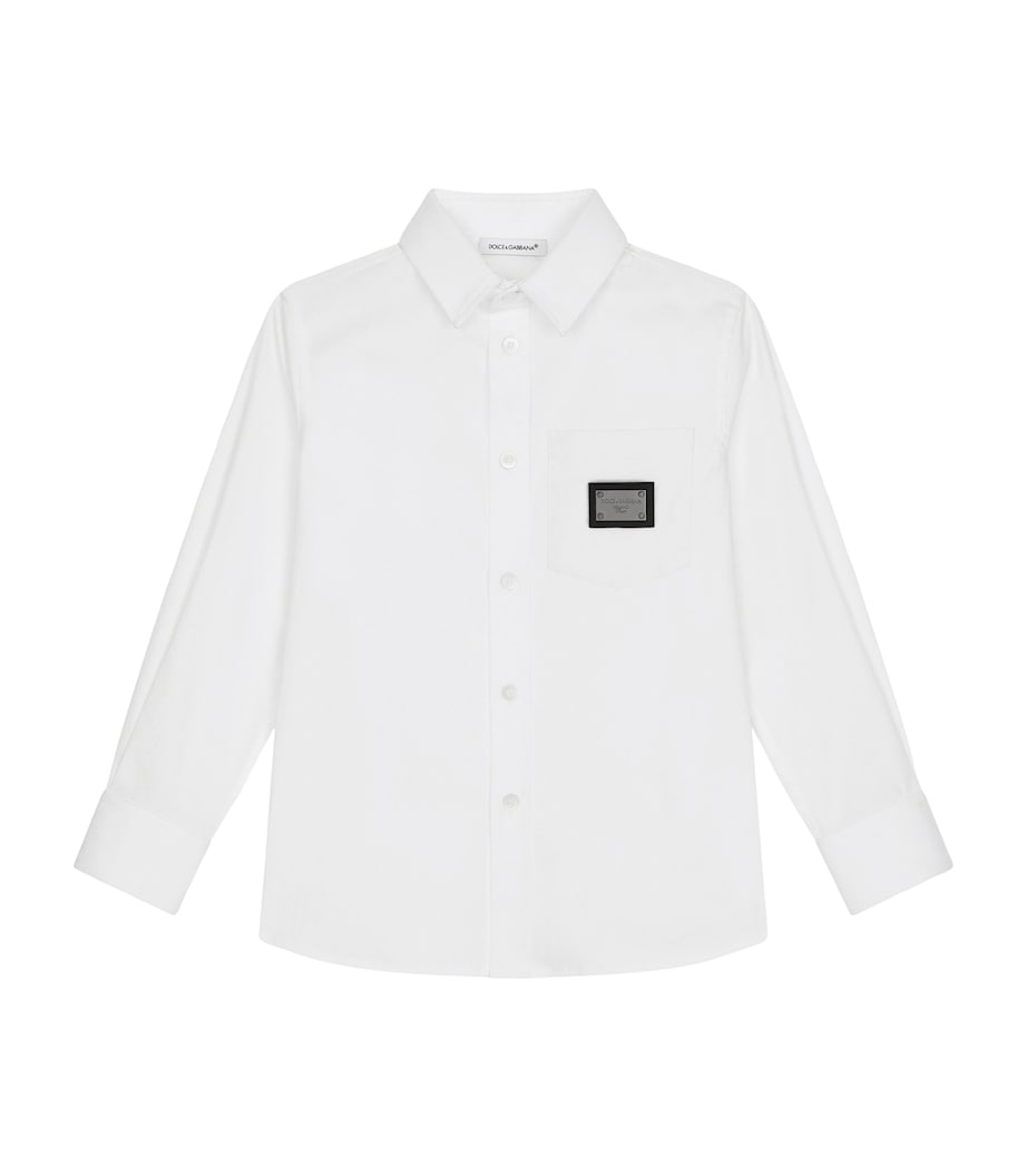 Dolce&Gabbana Kids Cotton-Blend Logo Plaque Shirt (2-6 Years) Optical White Image 1