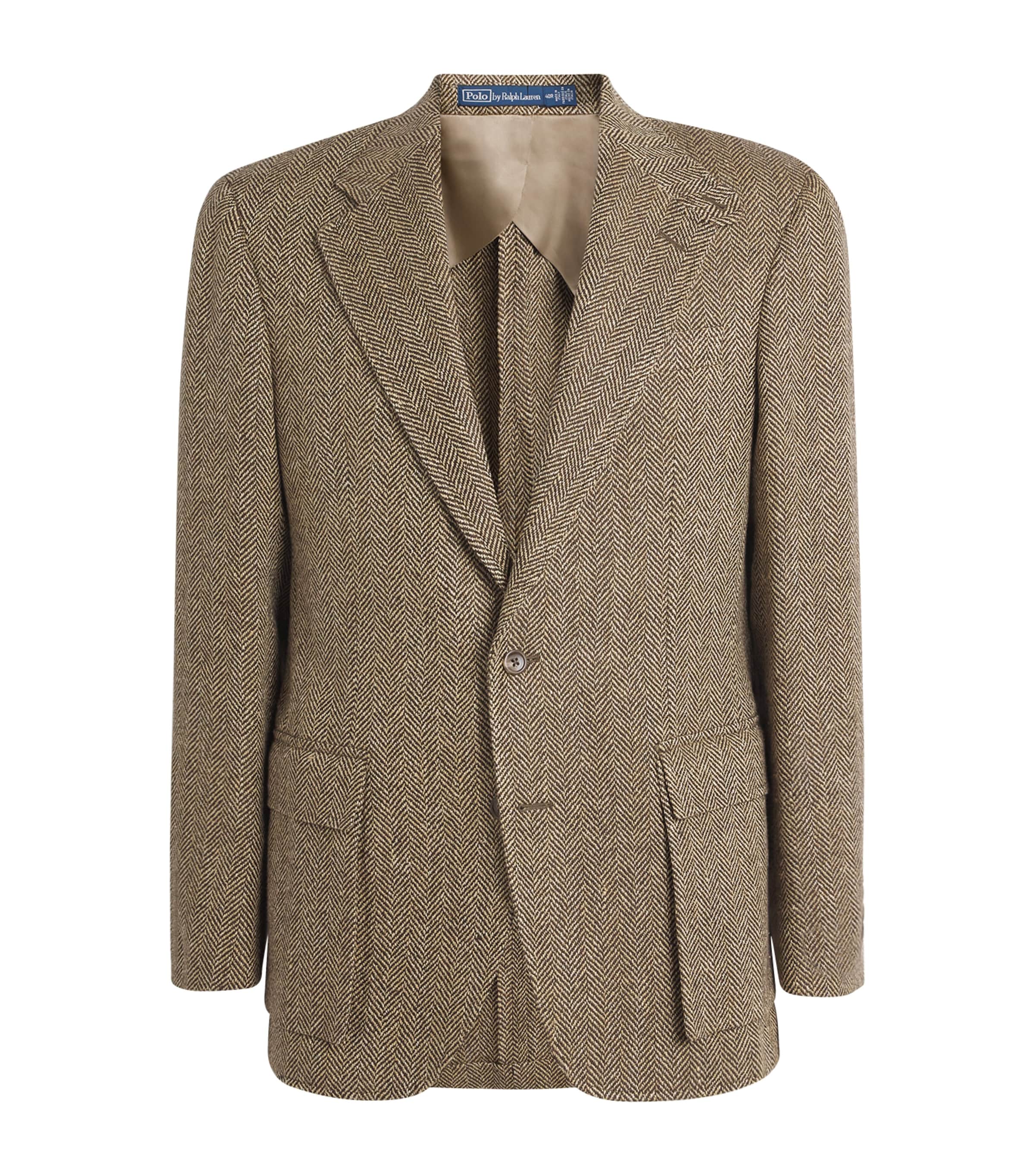 Linen-Blend Tailored Herringbone Blazer CREAM LACE Image 1