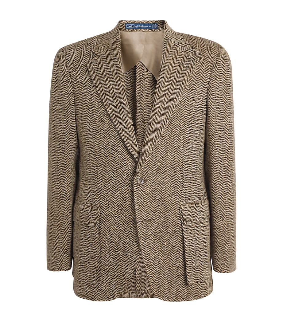 Linen-Blend Tailored Herringbone Blazer CREAM LACE Image 1