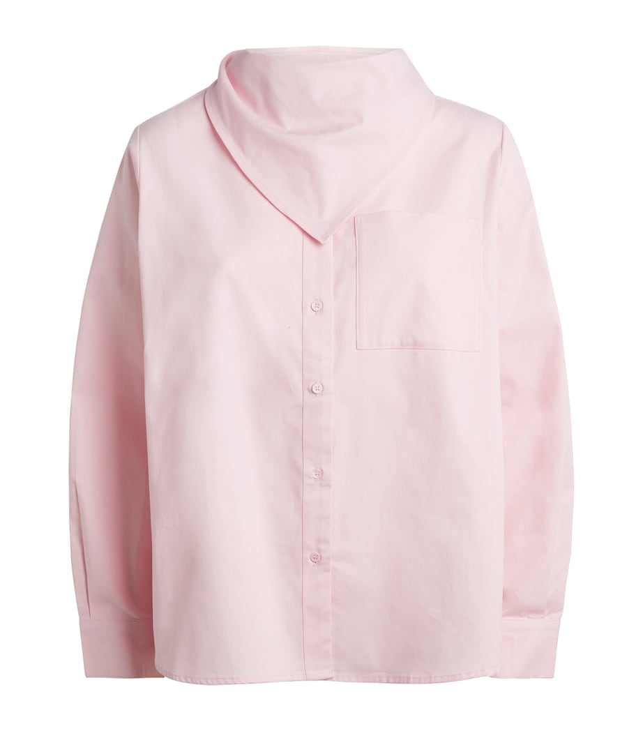 Maje Womens Cotton Scarf-Detail Shirt Pink Image 1