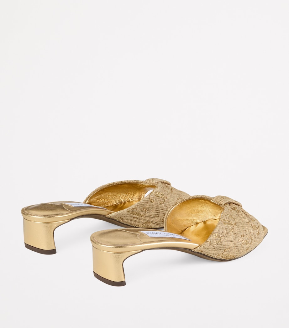 Annika Monogrammed Heeled Mules 35 GOLD MIX/GOLD Image 3