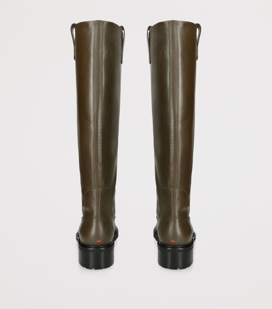 Leather Henry Knee-High Boots 45 KHAKI Image 2