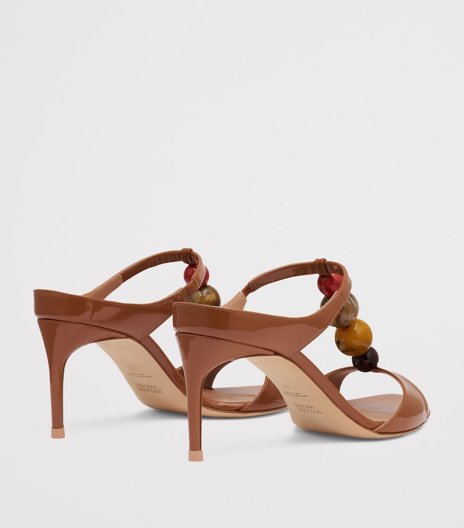 Malone Souliers Patent Leather Beaded Lena Heeled Sandals 70 Caramel Image 4