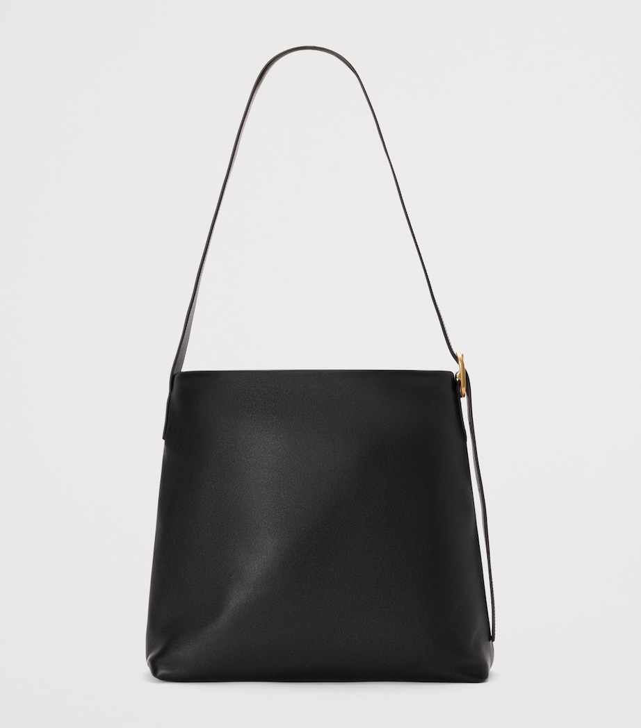 Leather Draped Tote Bag BLACK Image 4