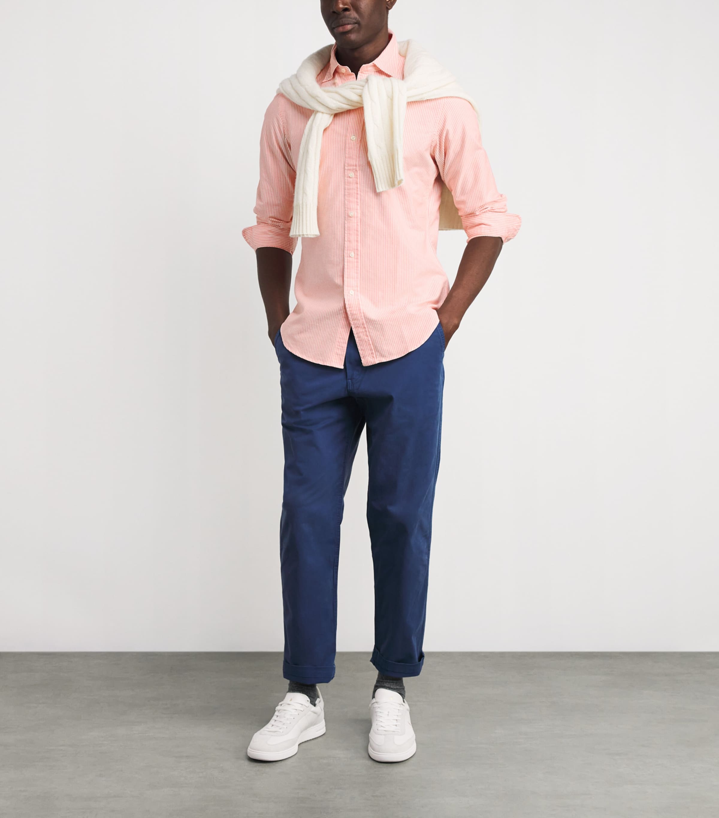 Custom Fit Stripe Oxford Shirt ORANGE WHITE Image 2