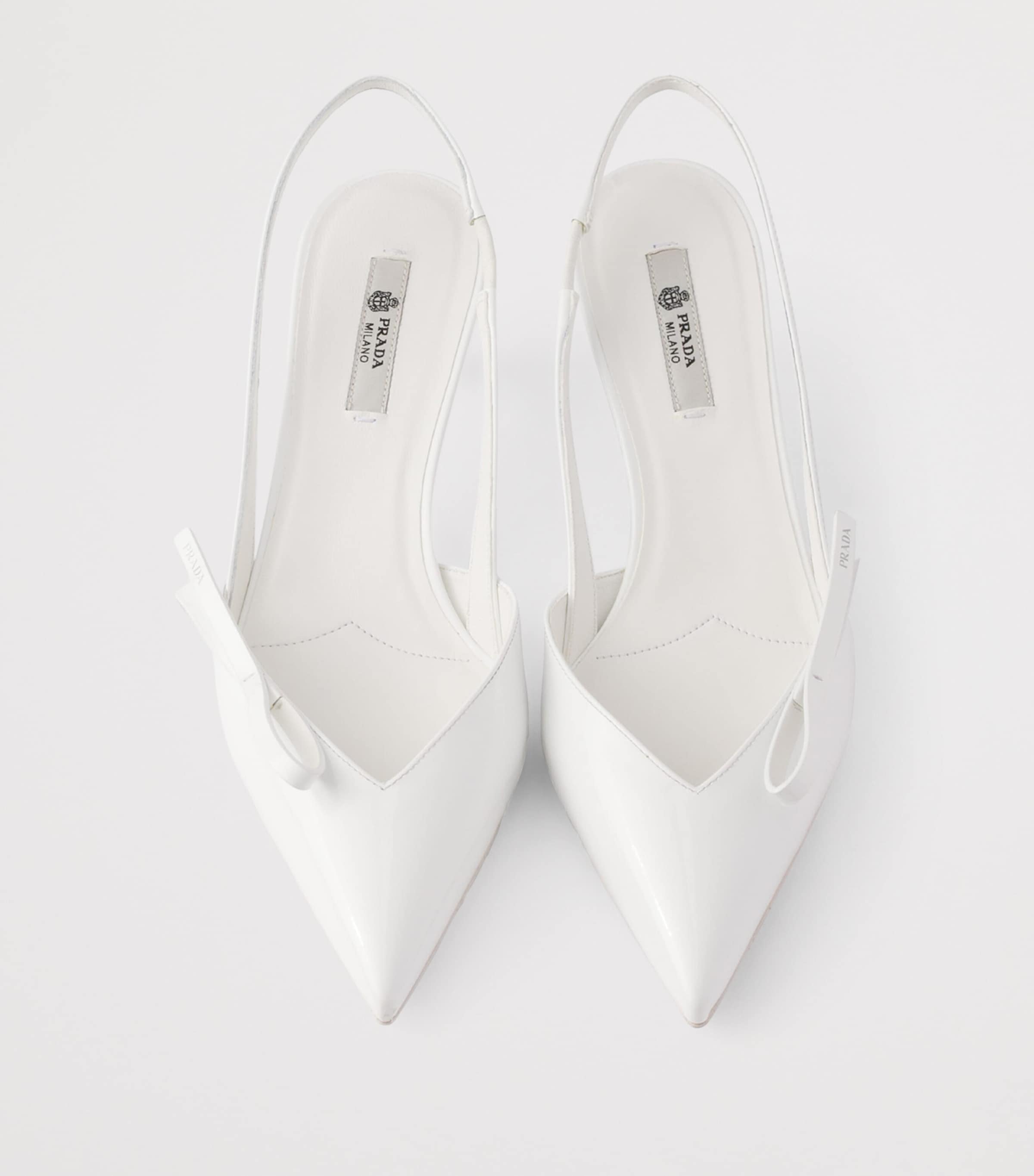 Prada Patent Leather Slingback Kitten Heels 45 White Image 3