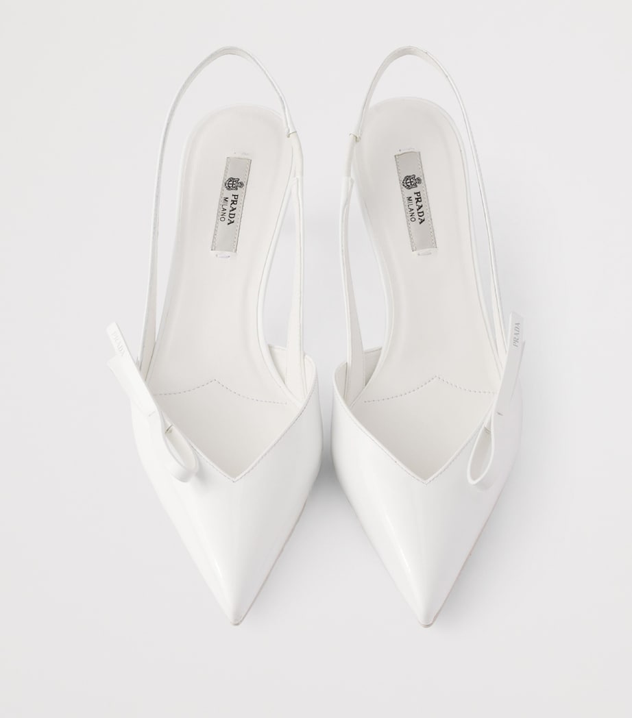 Prada Patent Leather Slingback Kitten Heels 45 White Image 3