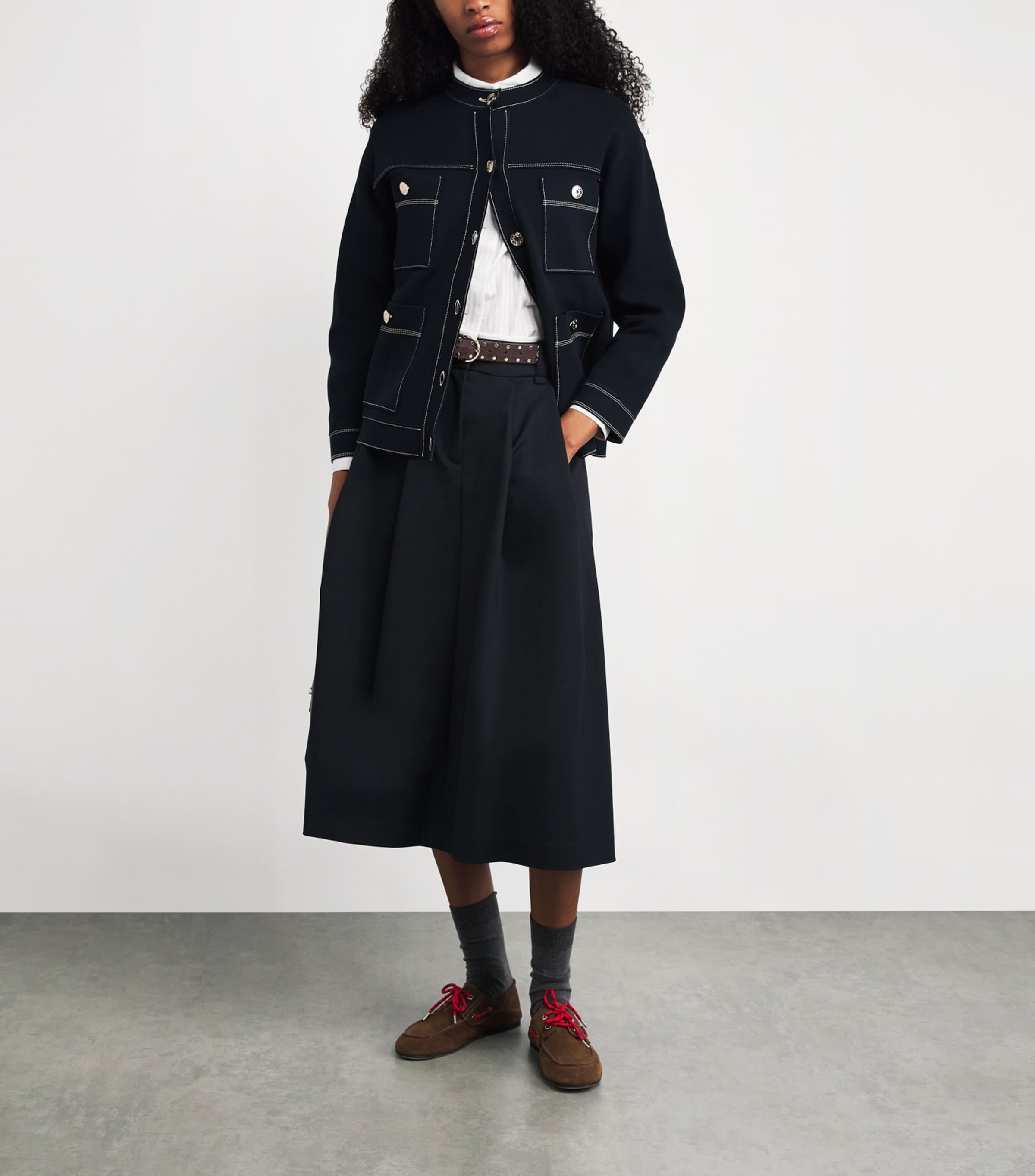 Leather Rivet Belt BROWN Image 3