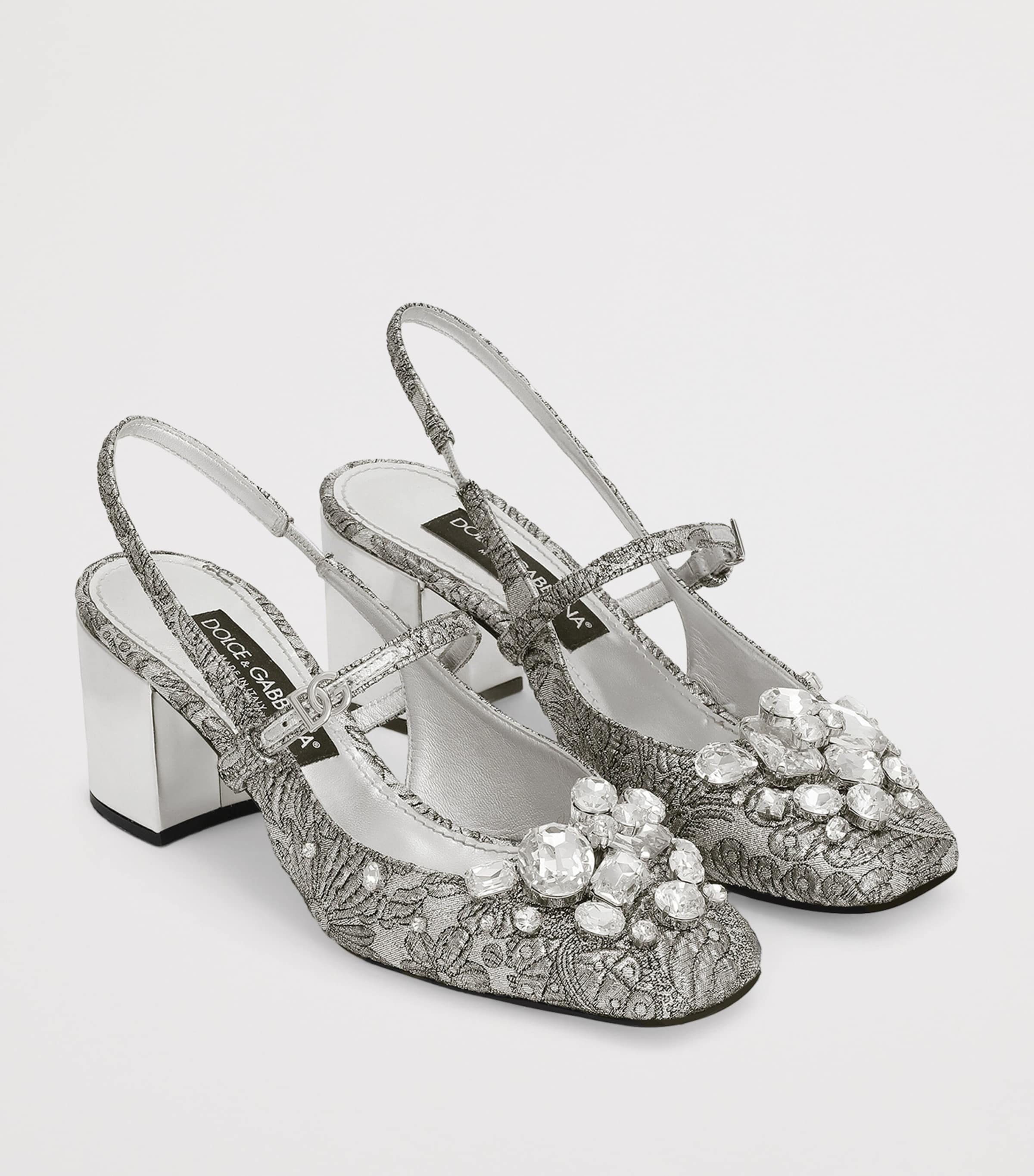 Embellished Floral Slingback Heels 60 8D708-SILV Image 2