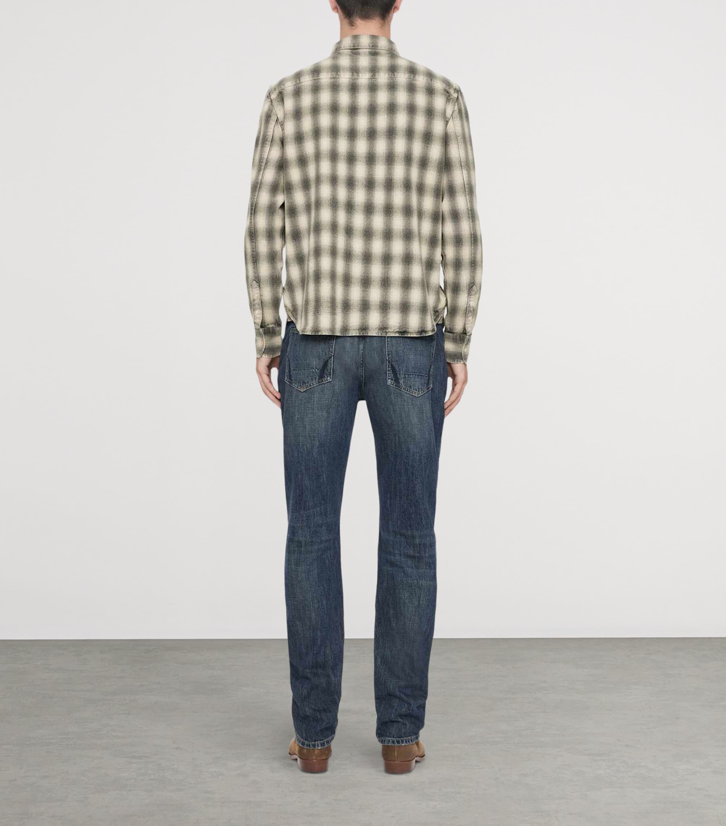 AllSaints Mens Bower Check Shirt Cloud Grey Image 7