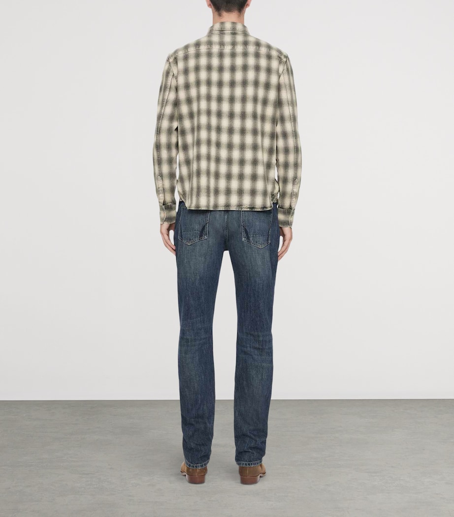 AllSaints Mens Bower Check Shirt Cloud Grey Image 7