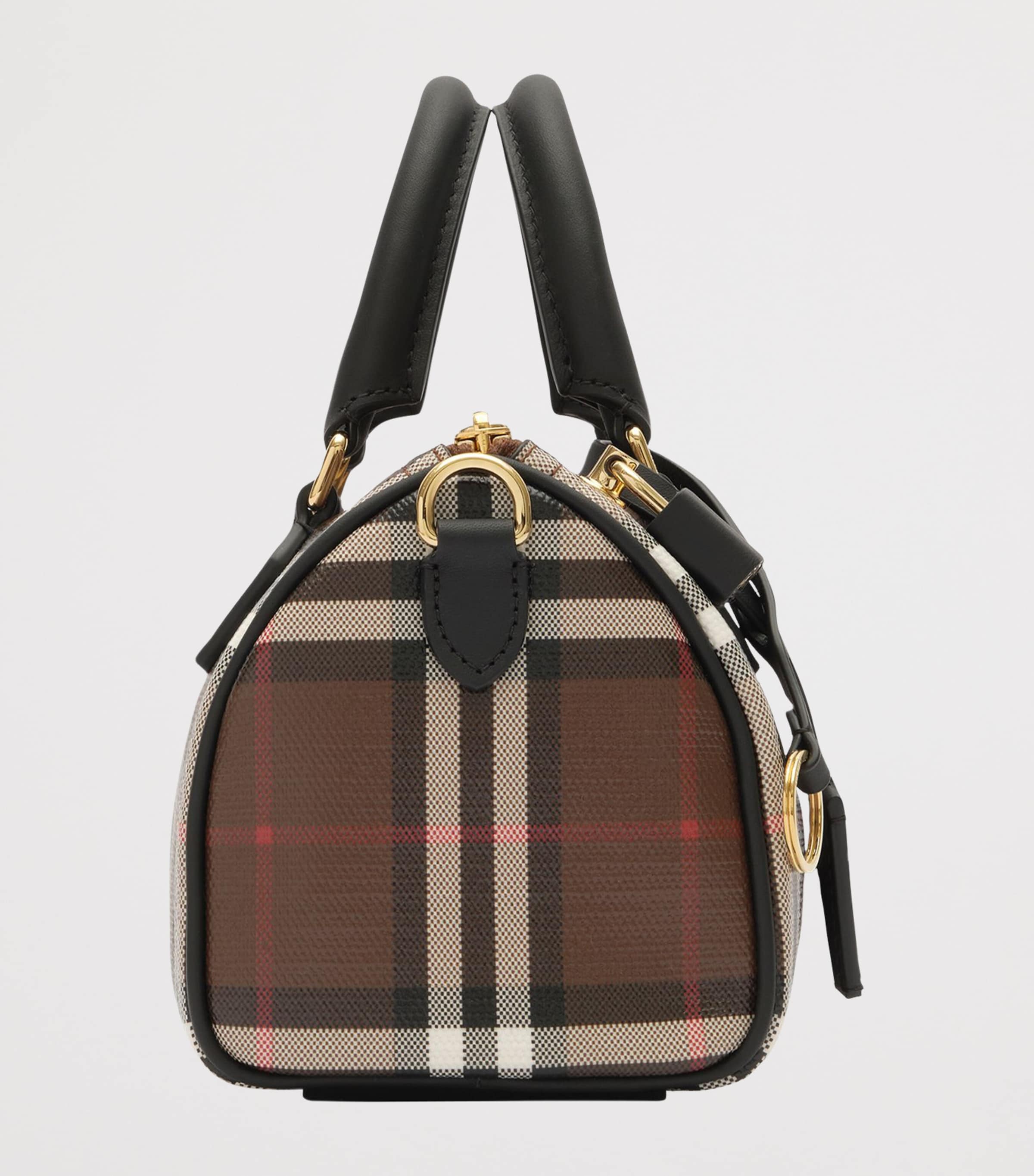 Burberry Mini Check Bowling Bag Chocolate Brown Image 4