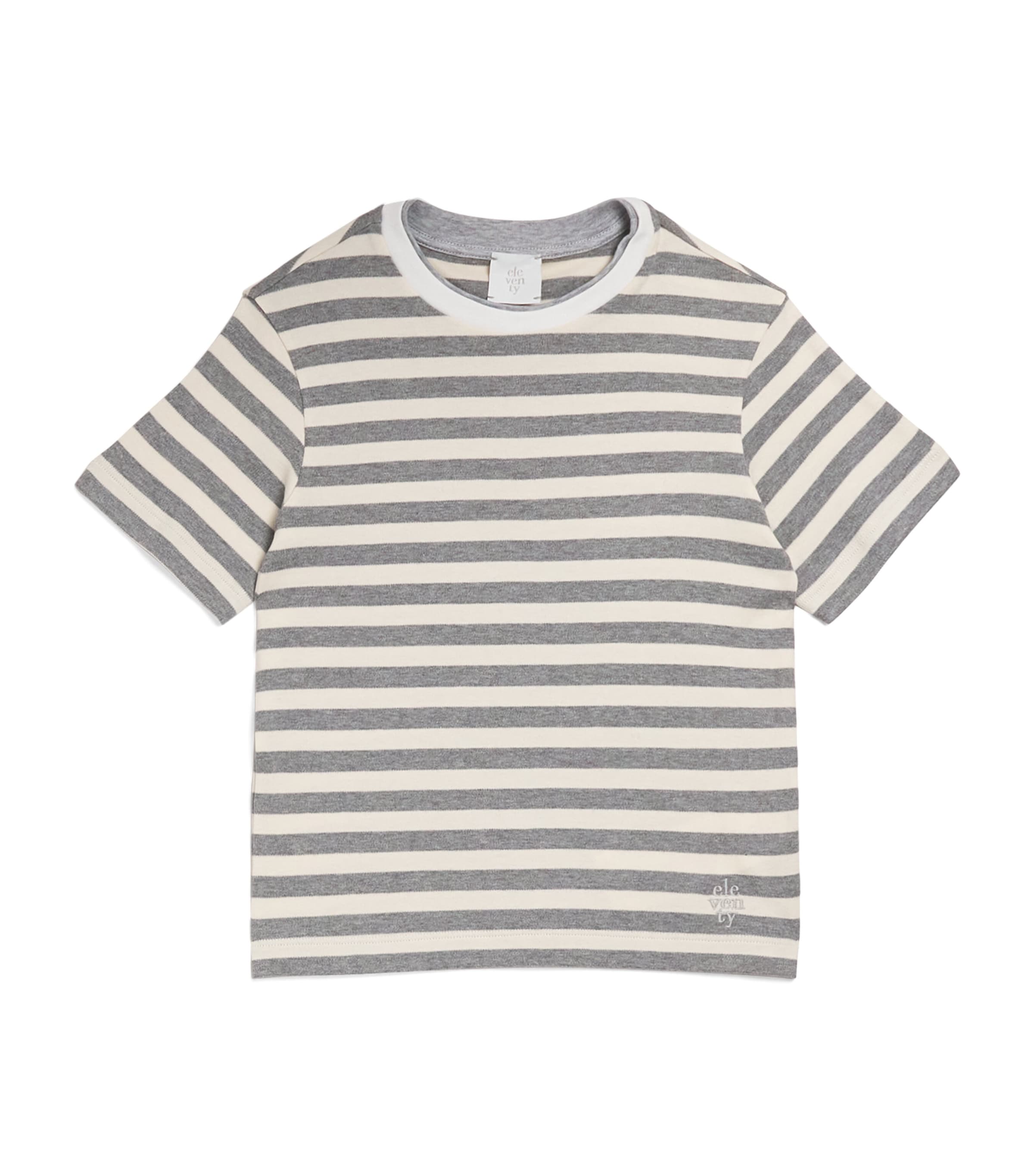 Cotton Stripe T-Shirt (2-16 Years) 105GRIVORY/GREY Image 1