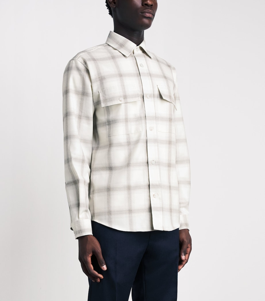 BOSS Mens Virgin Wool-Cotton Check Shirt Open White Image 4