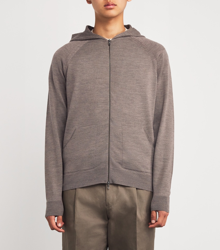 Extra Fine Merino Wool Carty Zip-Up Hoodie MUSHROOM Image 3