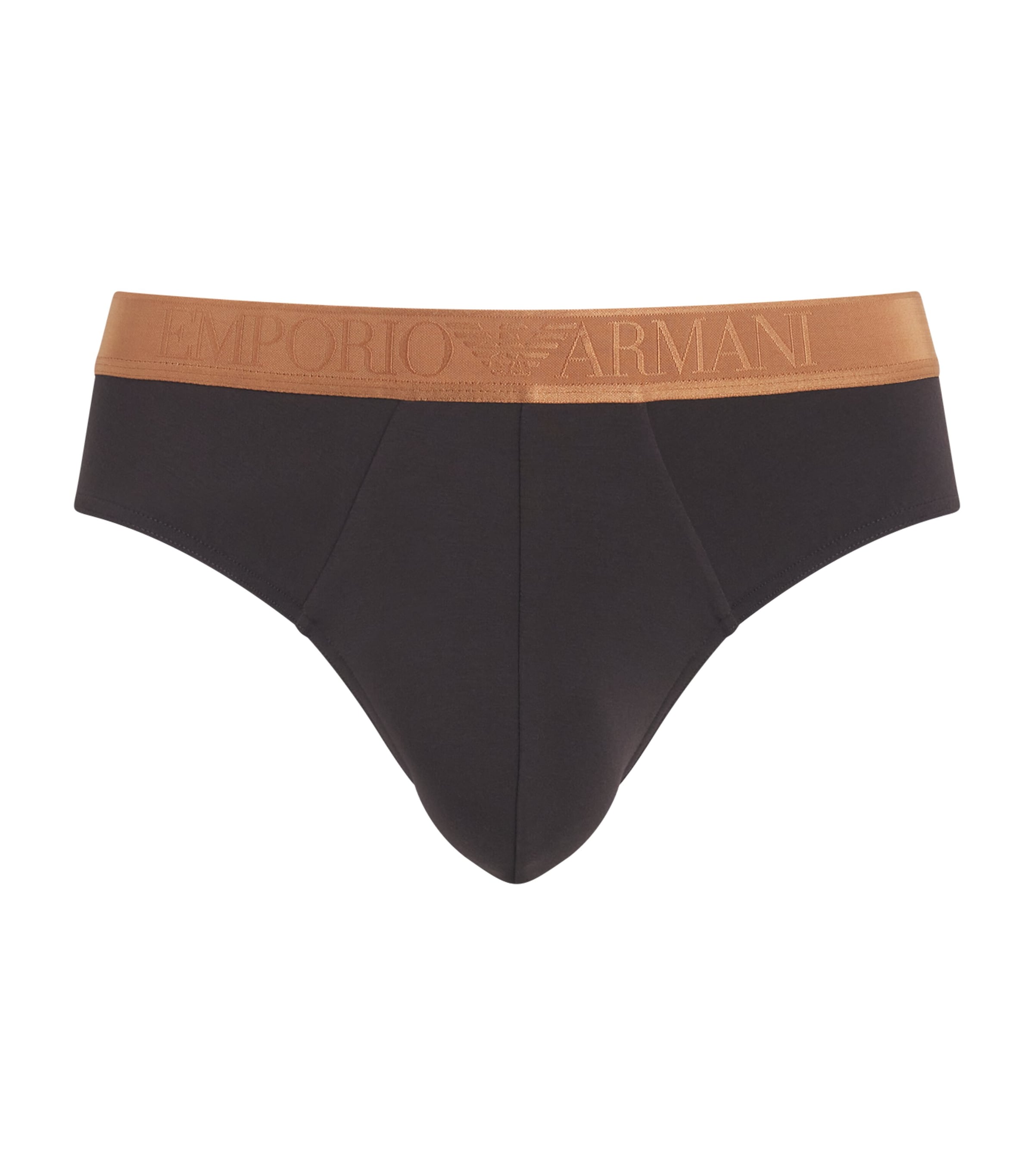Emporio Armani Soft Modal Briefs In Brown