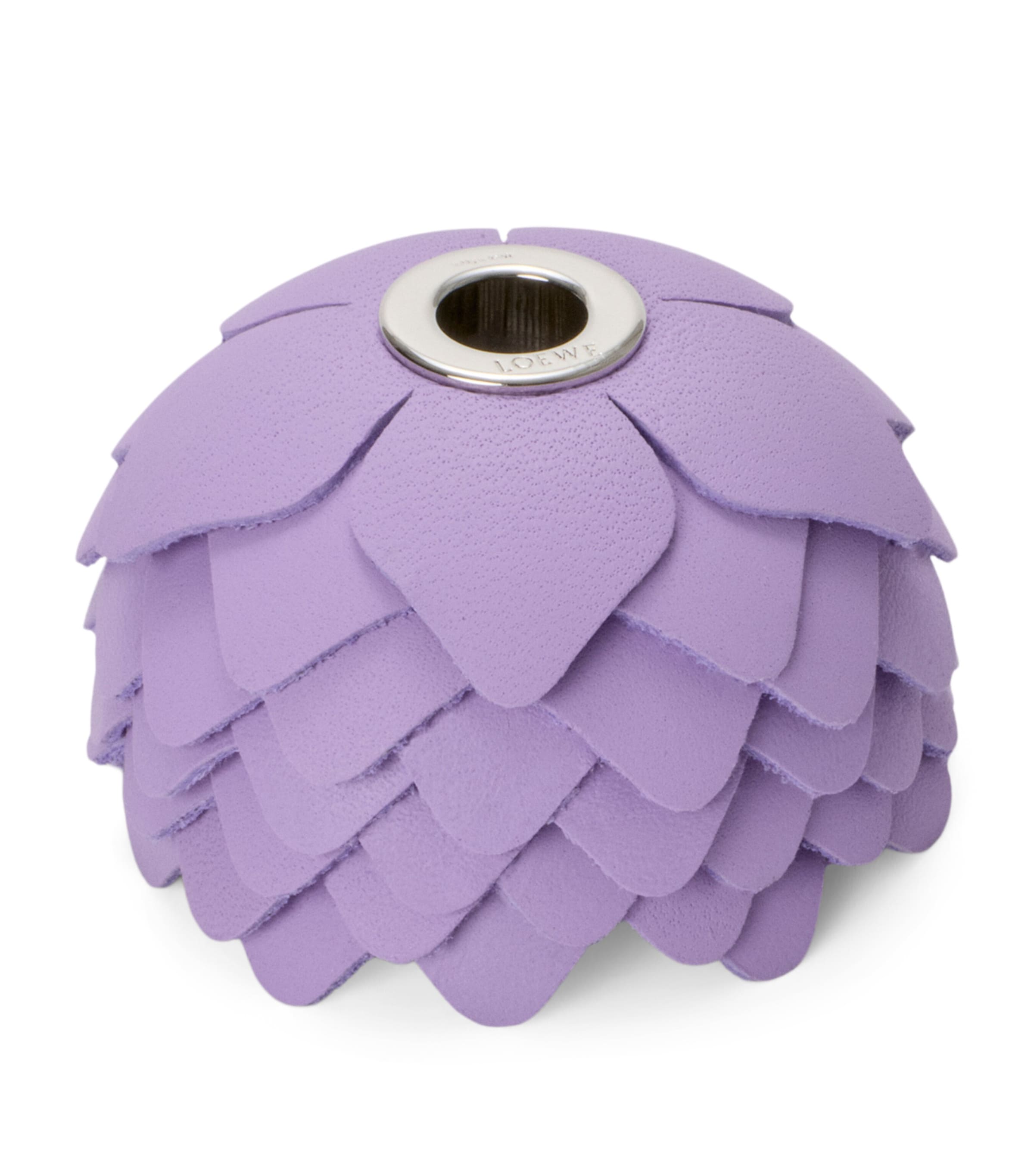 Loewe Leather Flower Dice Bag Charm In Purple