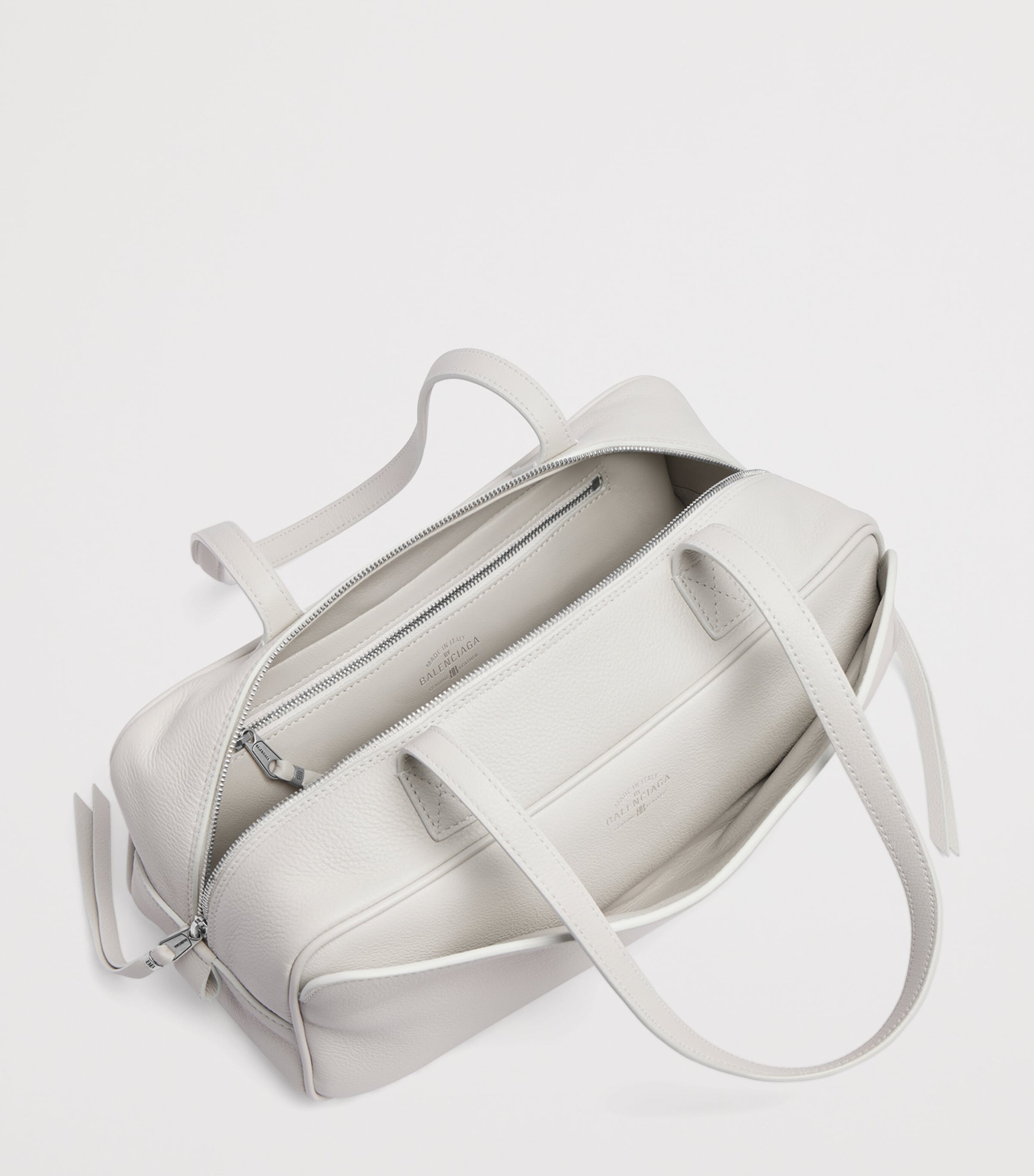 Balenciaga White Small Leather Carrie Bowling Top-Handle Bag