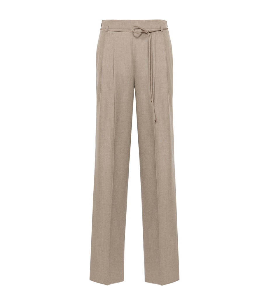 Max Mara Womens Stretch-Cashmere String-Belt Trousers Sand Image 1