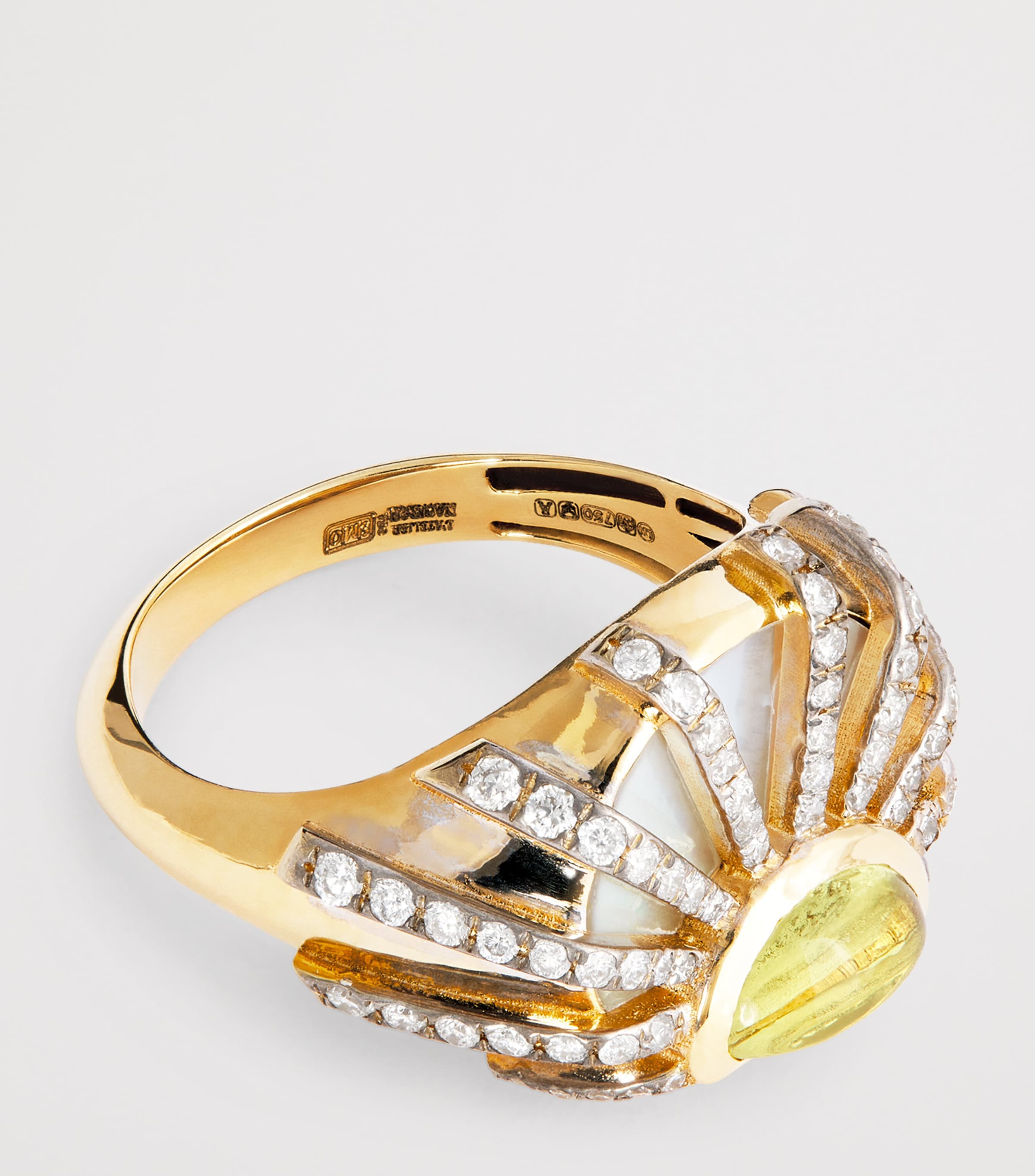 Yellow Gold, Diamond, Citrine and Pearl N*93 Sun Dawn Pinky Ring YELLOW GOLD Image 4