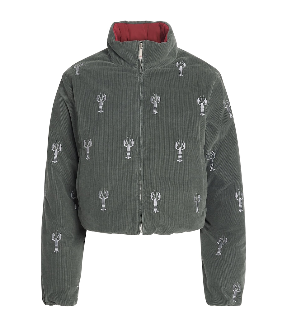 Thom Browne Womens Corduroy Reversible Down Jacket Med Grey Image 1