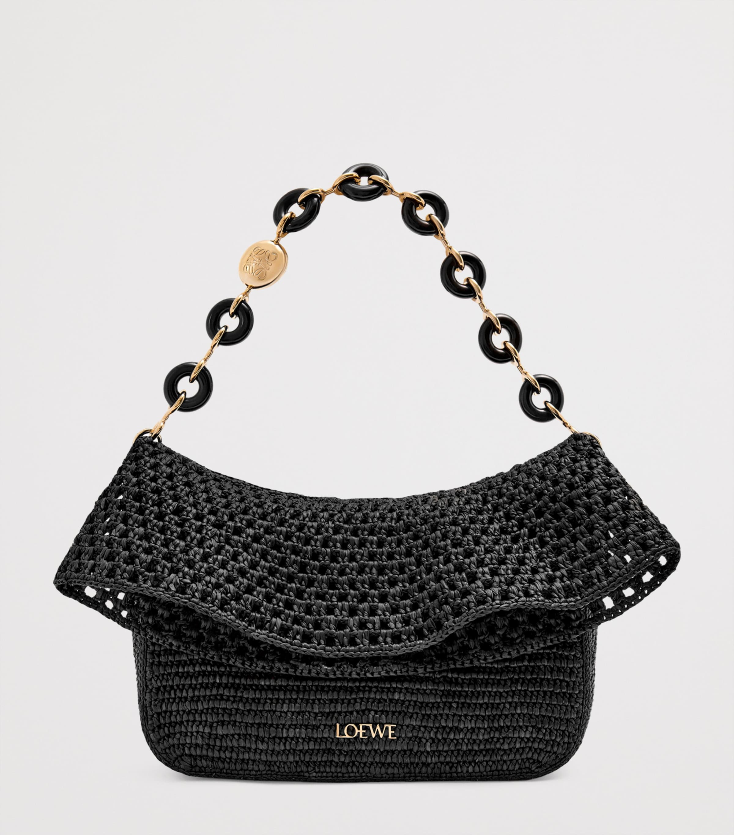 LOEWE x Paula's Ibiza Medium Raffia Ola Shoulder Bag Black Image 2
