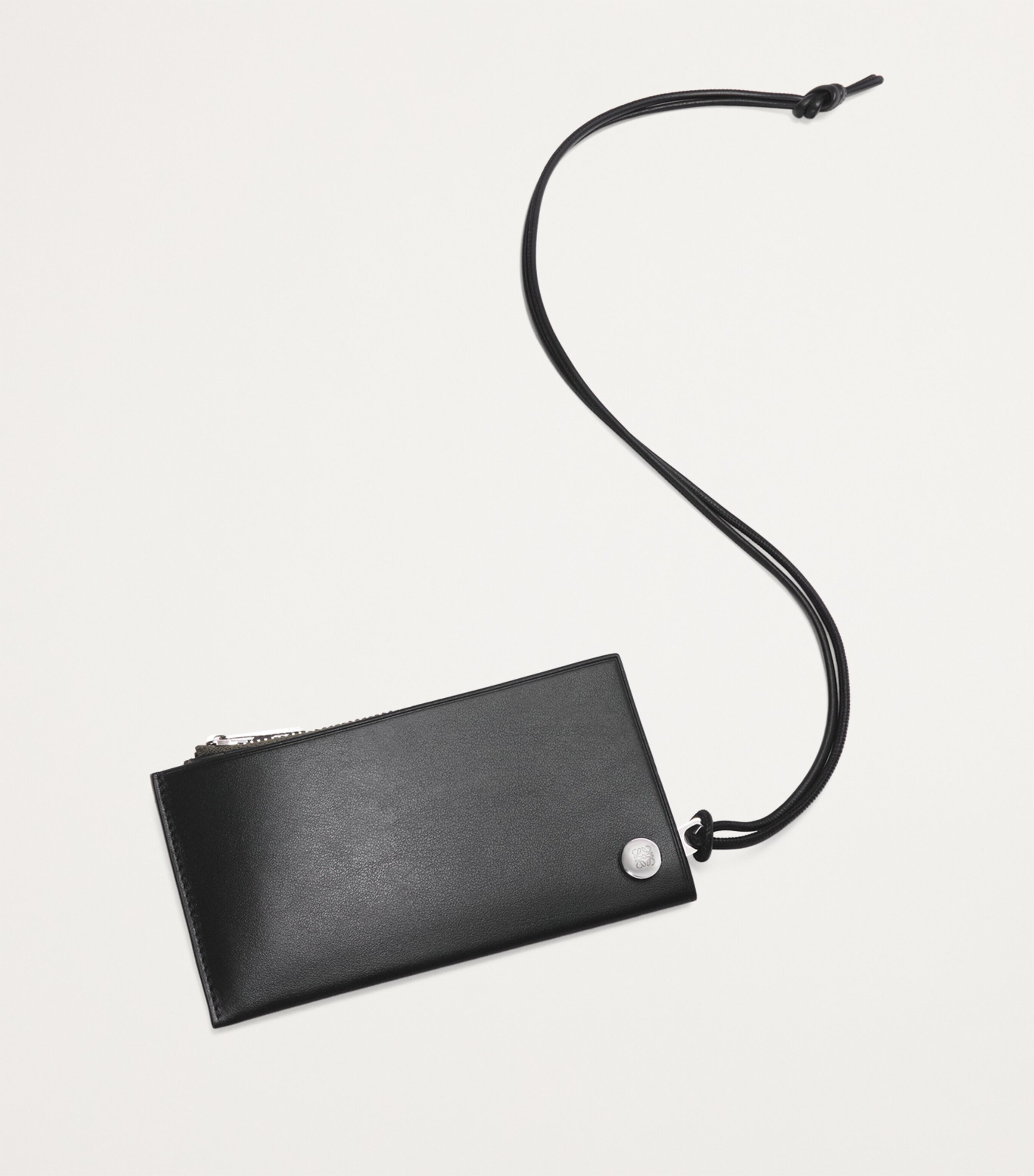 Leather Pebble Slider Coin Card Holder BLACK/DARK KHAKI Image 4