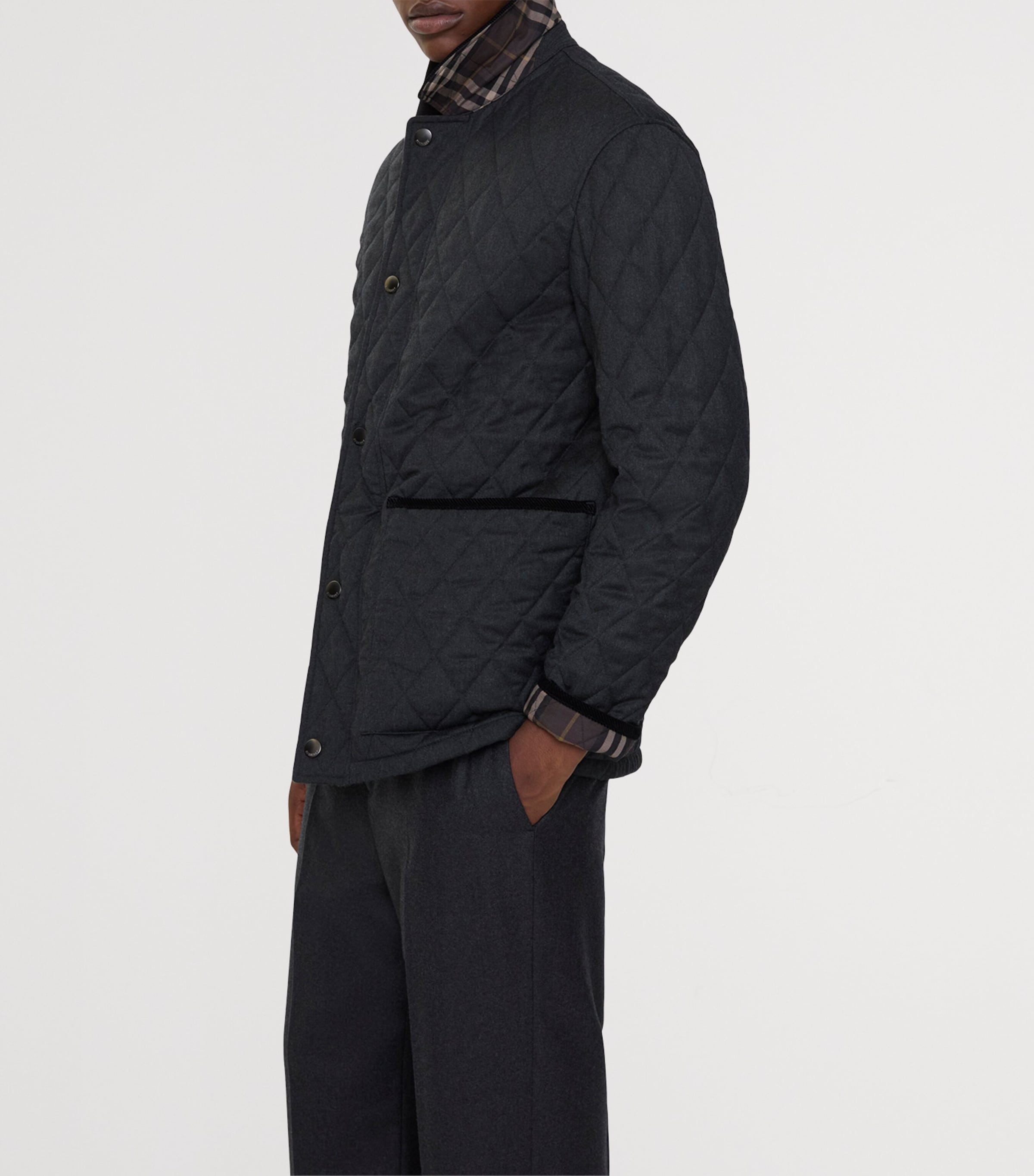 Wool Quilted Barn Jacket CHARCOAL Image 3