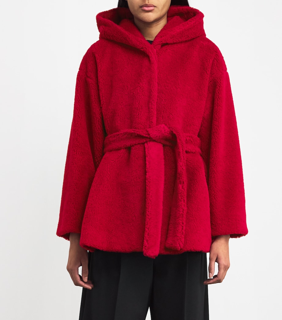 Wool Fluffy Robe Coat RED Image 3
