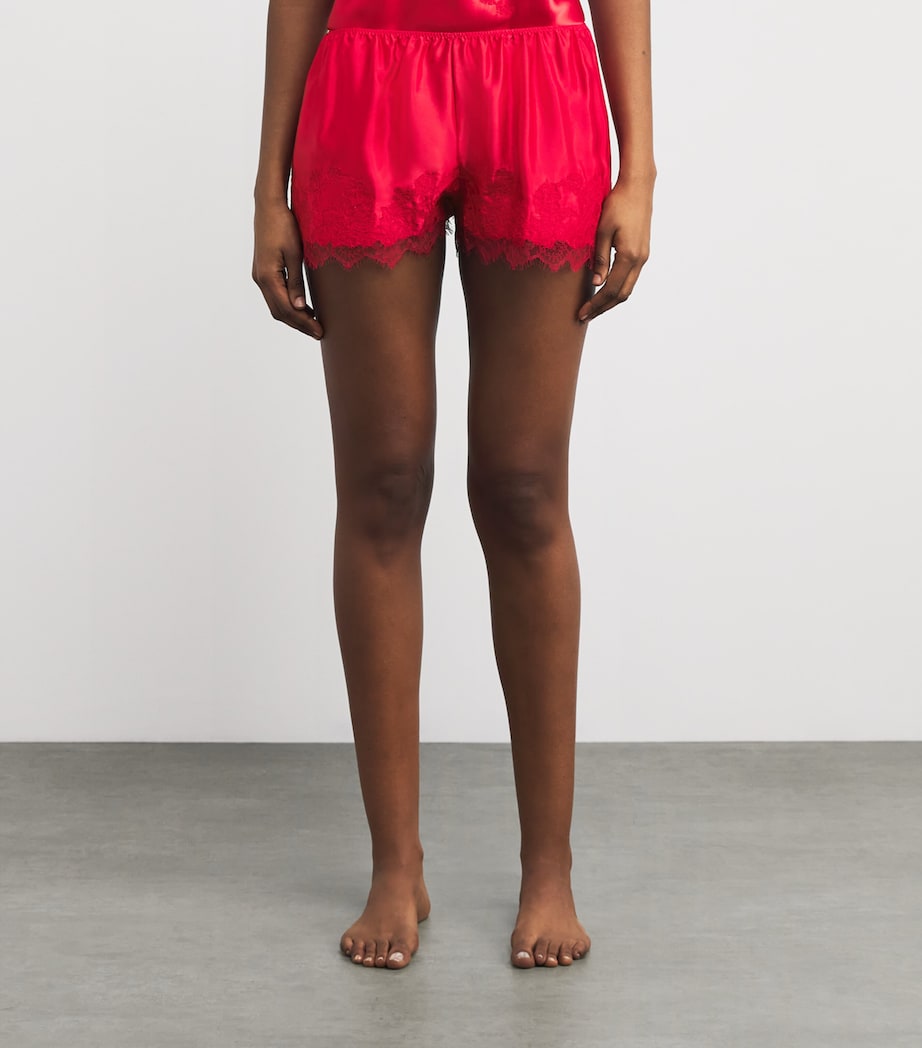 TORLOWEI Womens Silk-Lace Shorts Ruby/ruby Image 3