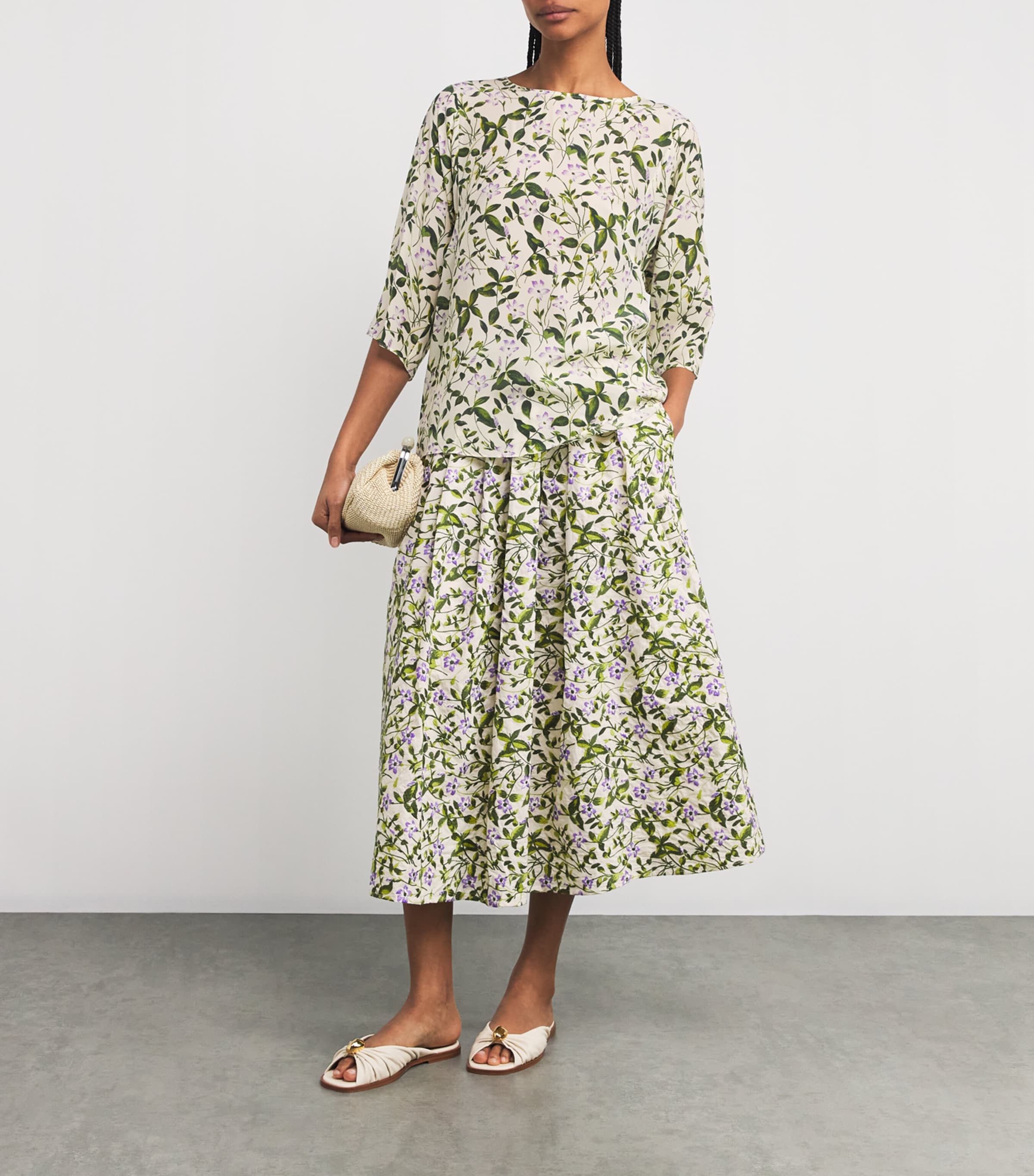 Weekend Max Mara Womens Cotton Floral-Embroidered Midi Skirt Ecru Image 2