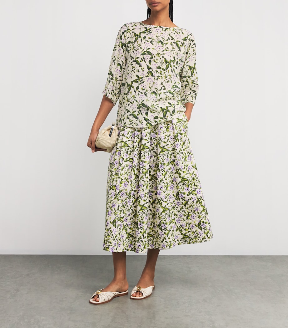 Weekend Max Mara Womens Cotton Floral-Embroidered Midi Skirt Ecru Image 2