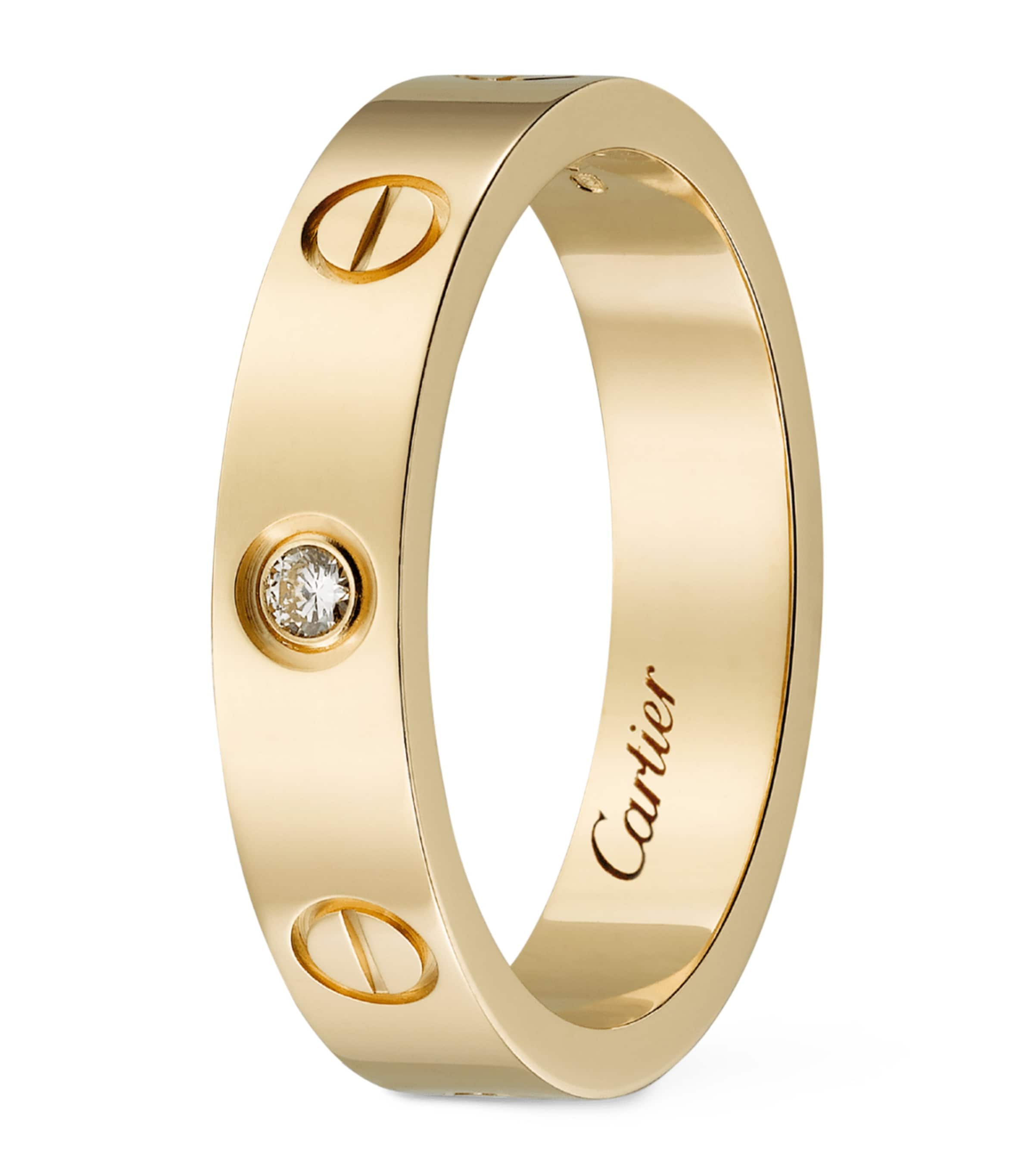 Yellow Gold and Diamond LOVE Wedding Band MULTI Image 4