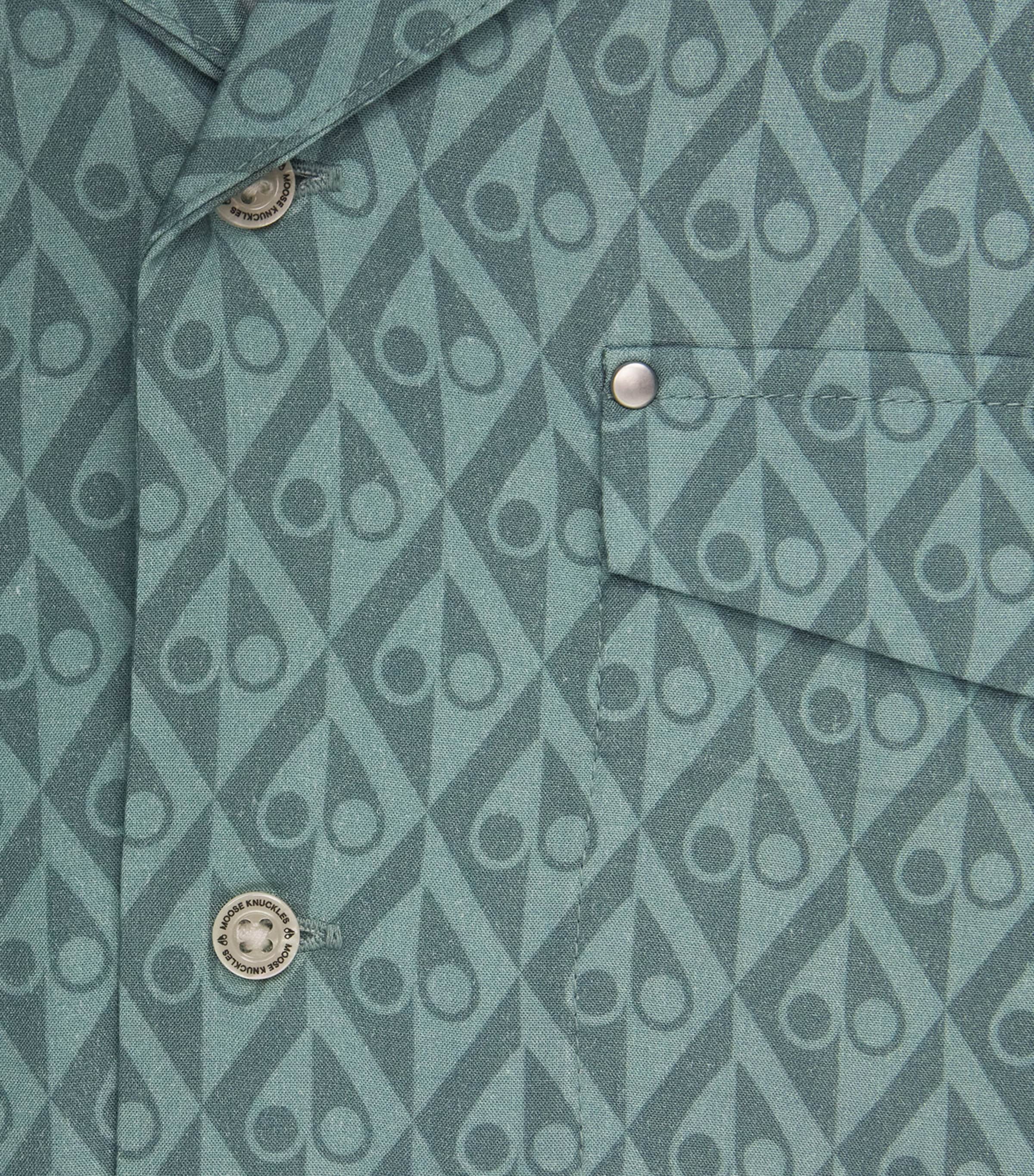 Moose Knuckles Mens Monogram Button-Up Shirt Dusty Jade Image 5