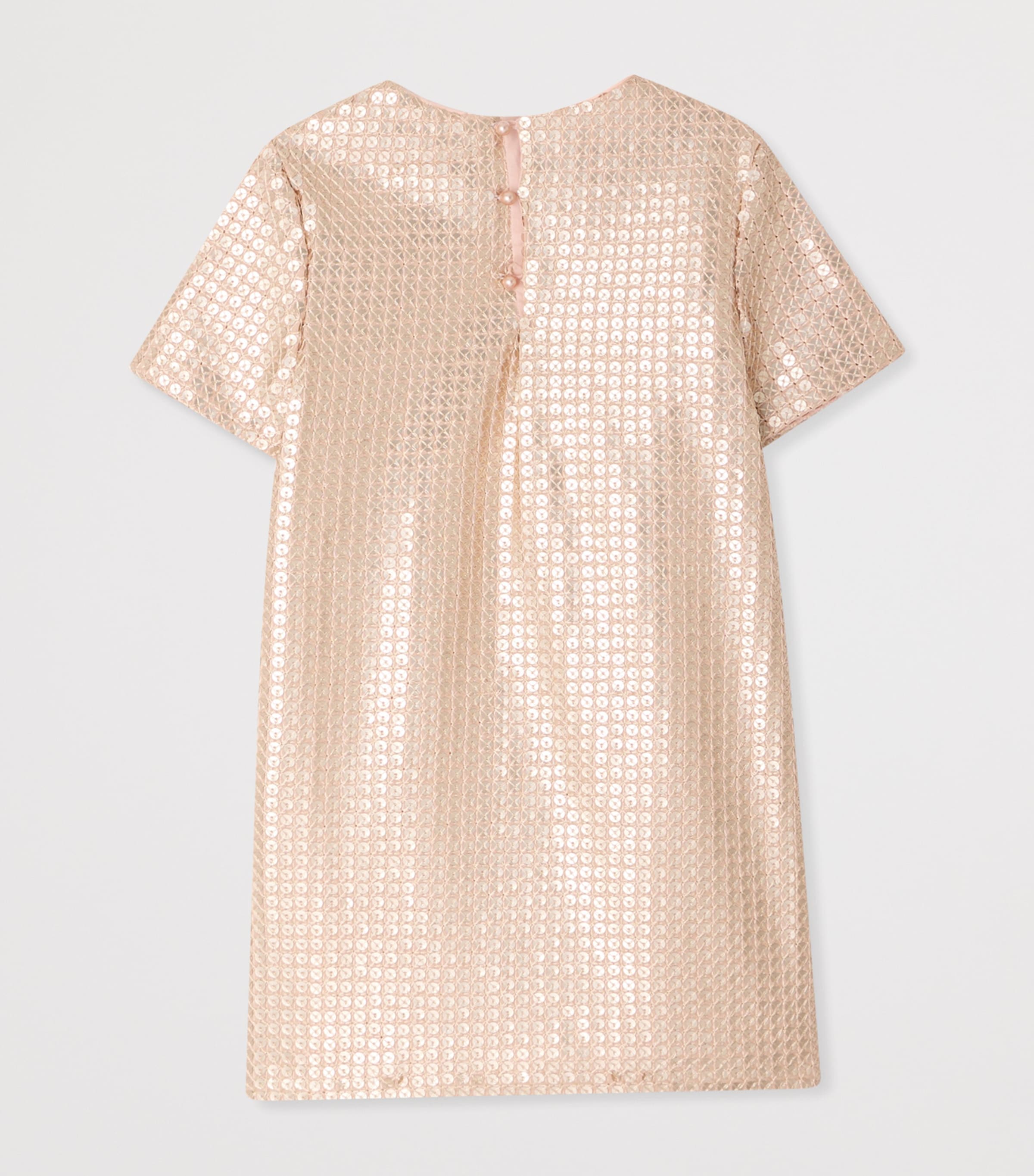 Bonpoint Sequinned Mini Dress (10-14 Years) Beige Rose Image 2