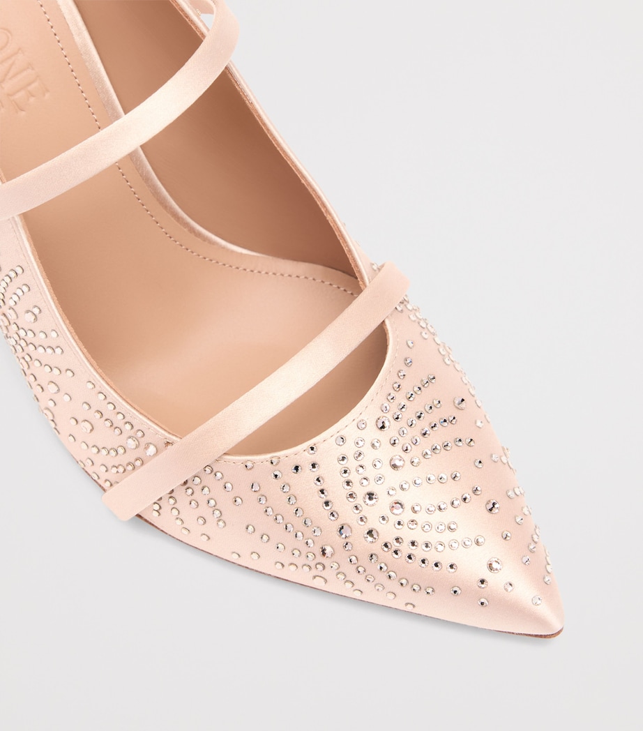 Malone Souliers Satin Crystal-Embellished Maureen Heeled Mules 70 Champagne Image 5