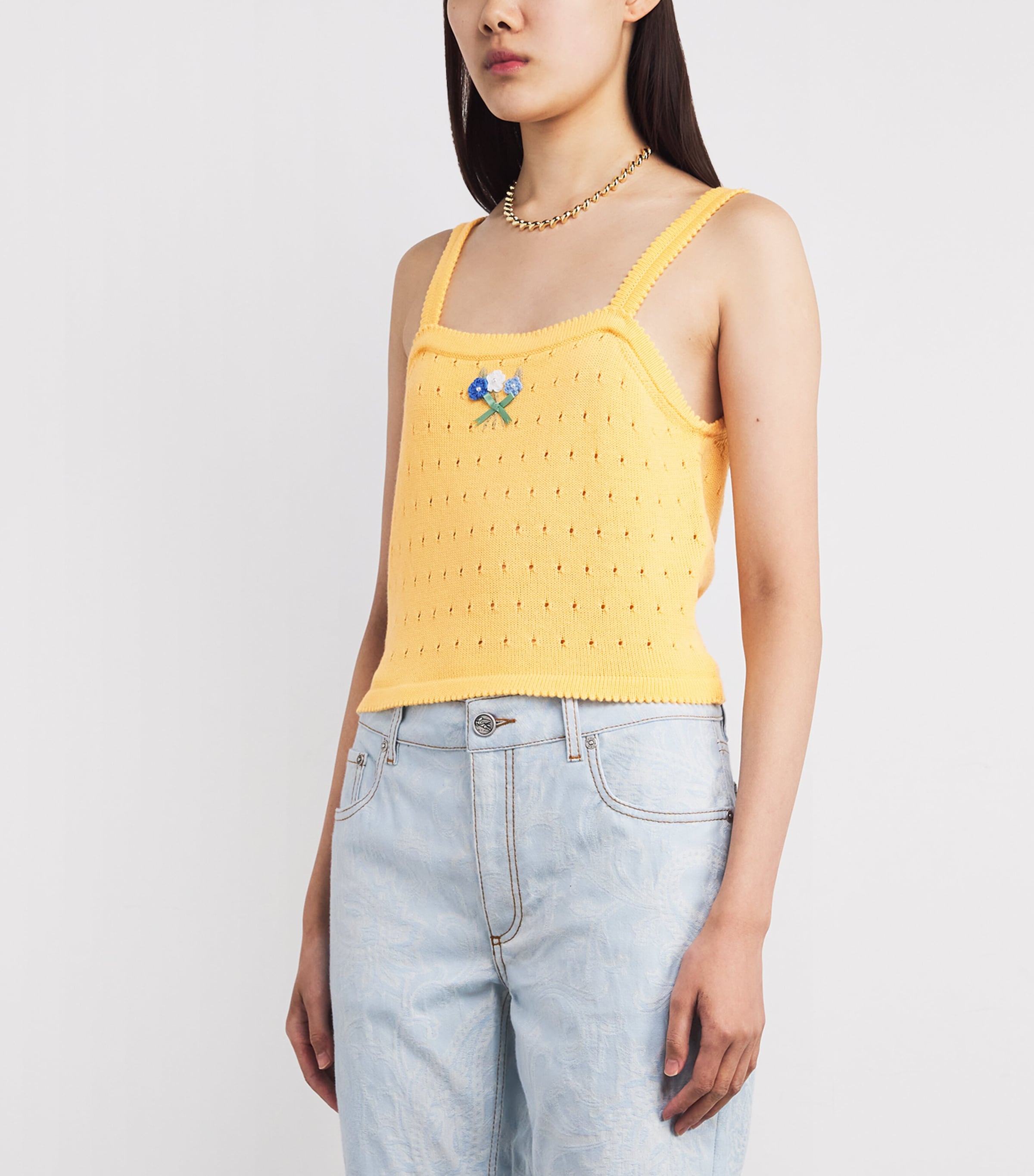 Wool Floral-Appliqué Perla Cami Top FLORET EMB YELLOW Image 3