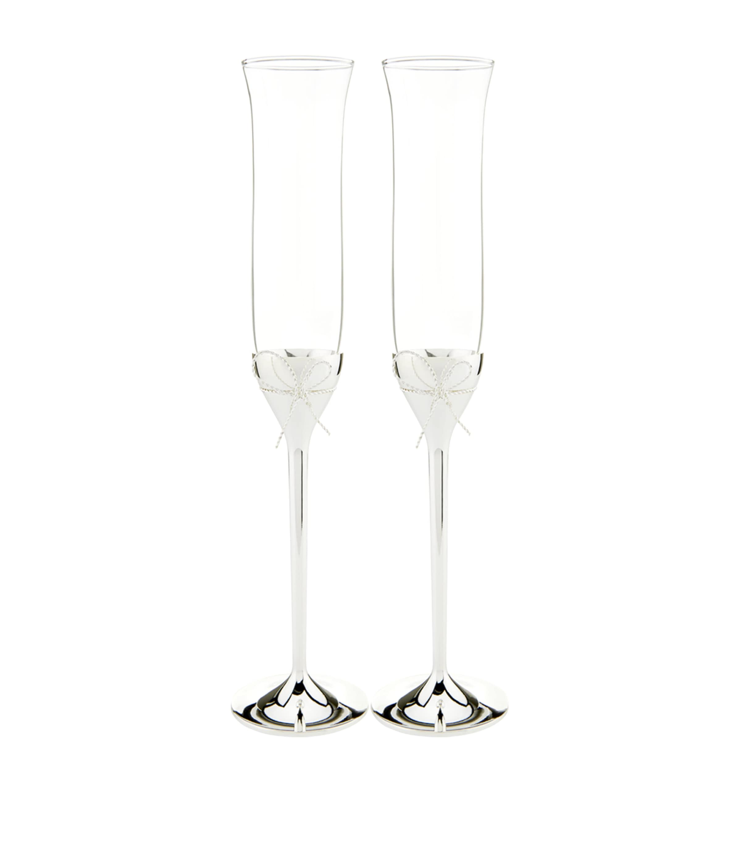 Set of 2 Love Knots Toasting Flutes SILVER Image 1