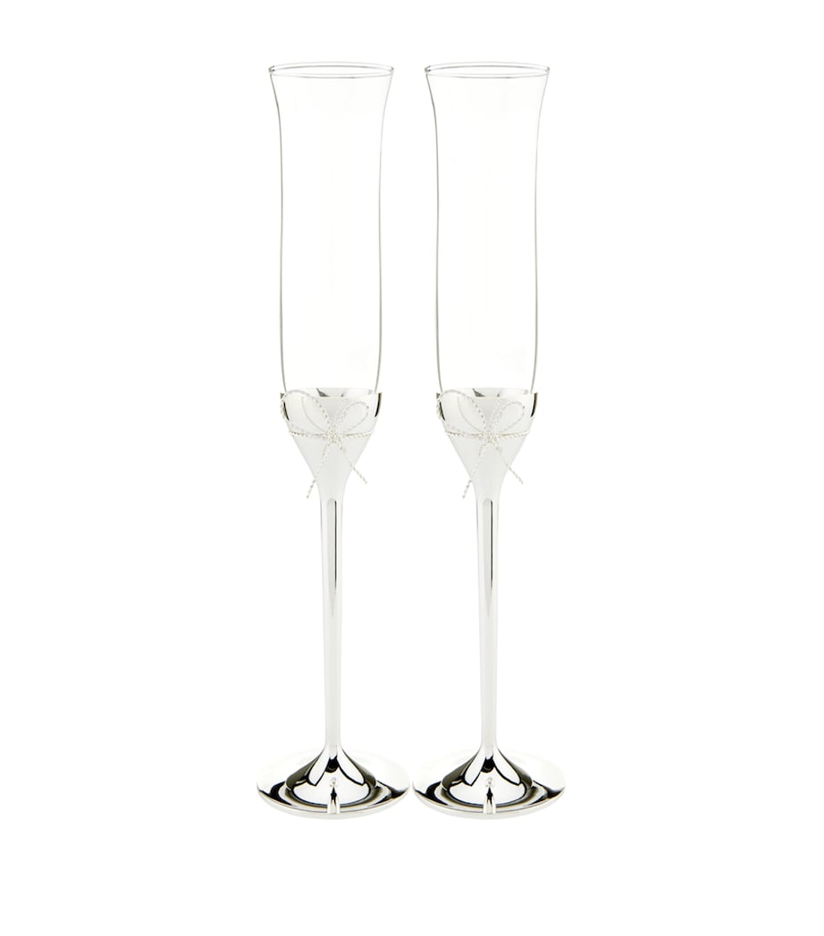Set of 2 Love Knots Toasting Flutes SILVER Image 1
