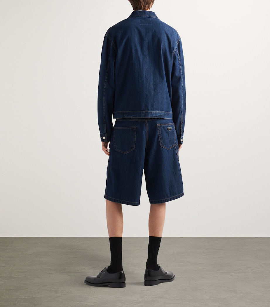 Prada Dark-Wash Denim Bermuda Shorts Image 4