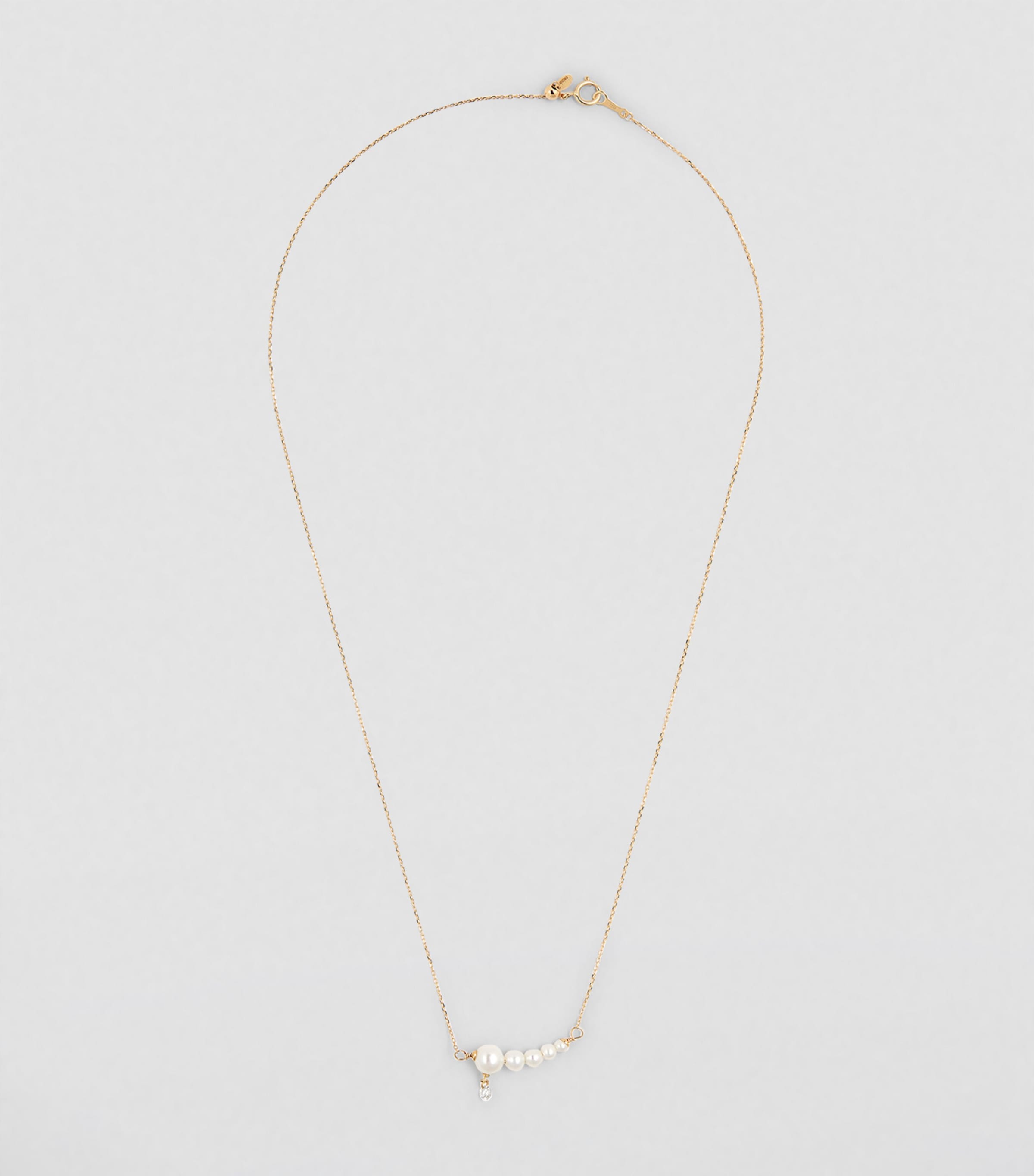 Persée Yellow Gold, Diamond and 5-Pearl Gradient Chain Necklace Yellow Gold Image 2
