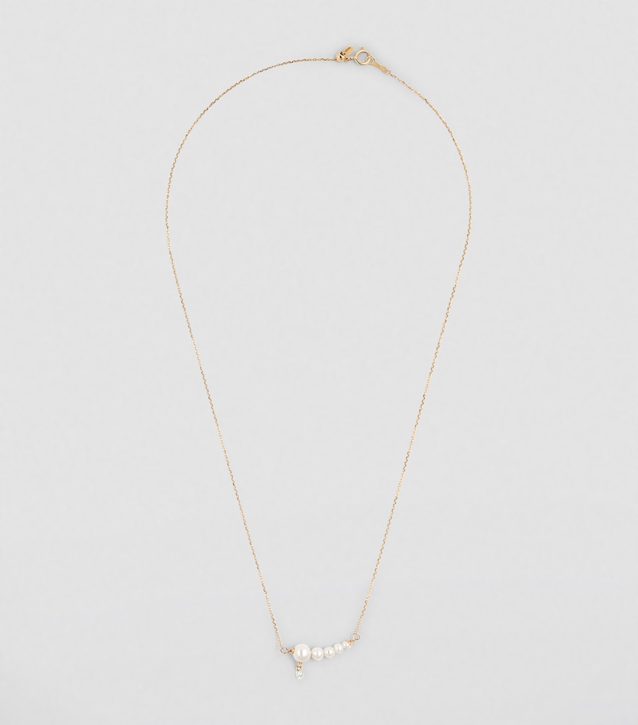 Persée Yellow Gold, Diamond and 5-Pearl Gradient Chain Necklace Yellow Gold Image 2