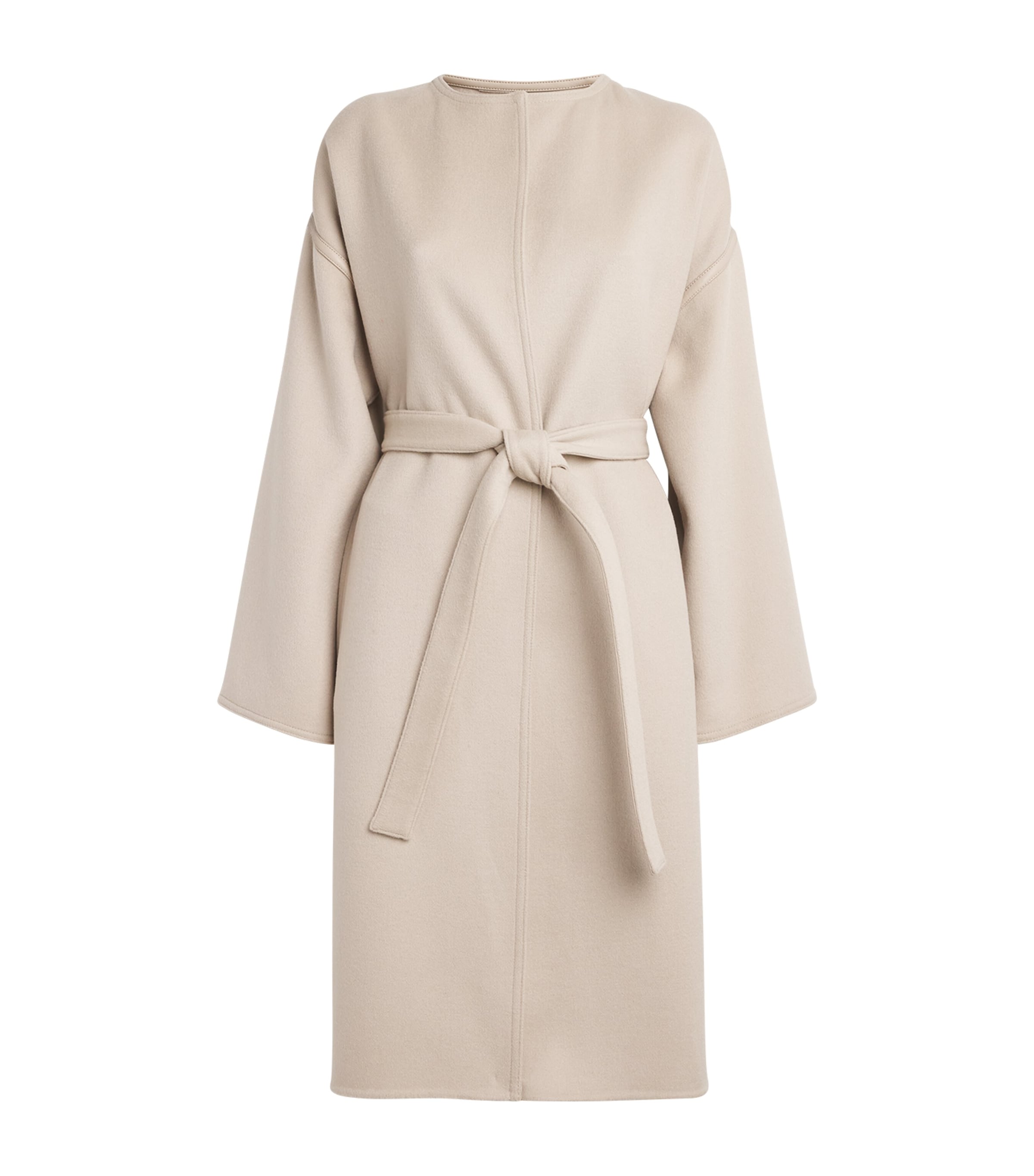 Yves Salomon Wool-blend Wrap Coat In Neutral